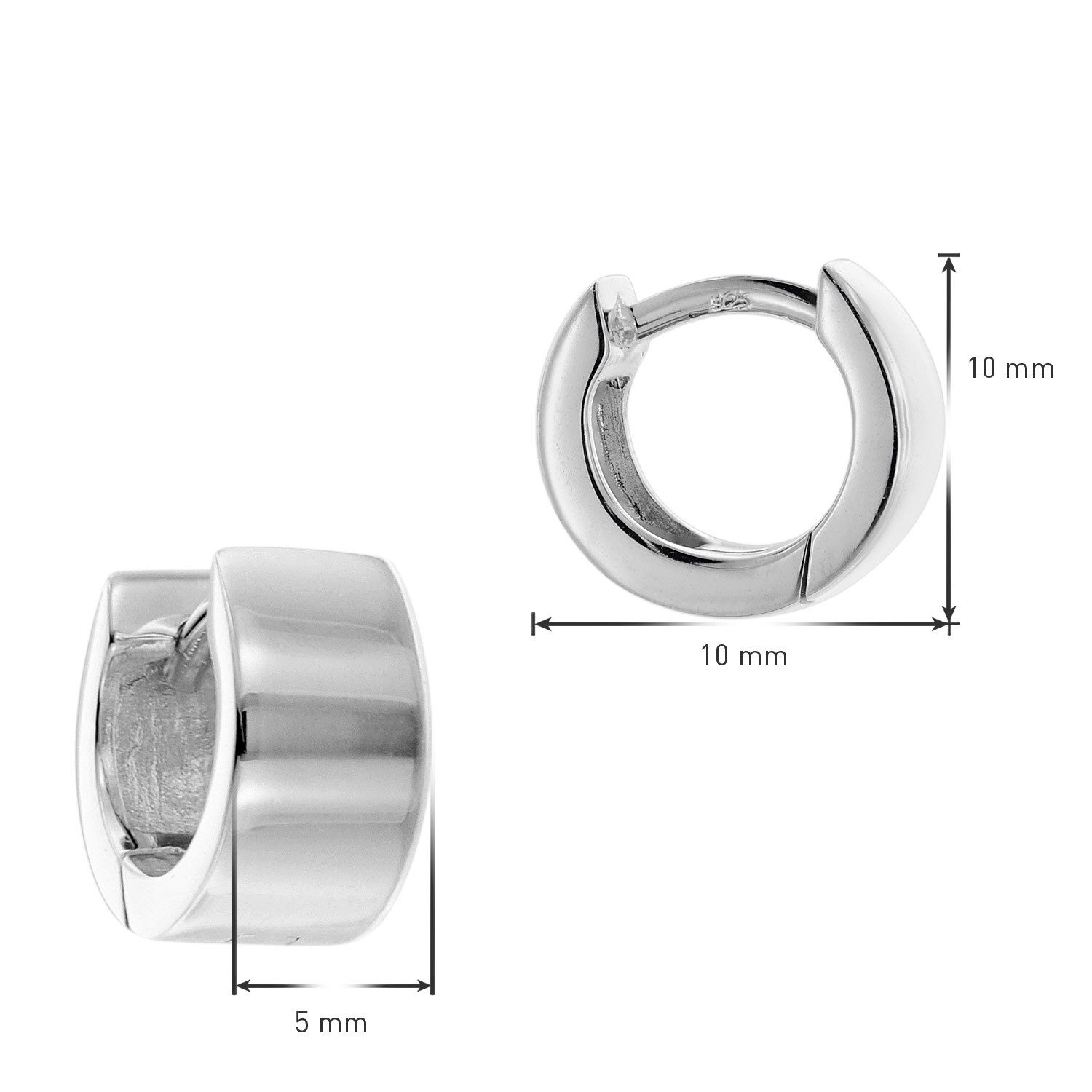 trendor Paar Creolen 41584, für Damen und Herren 925 Silber Klapp Ø 10 mm