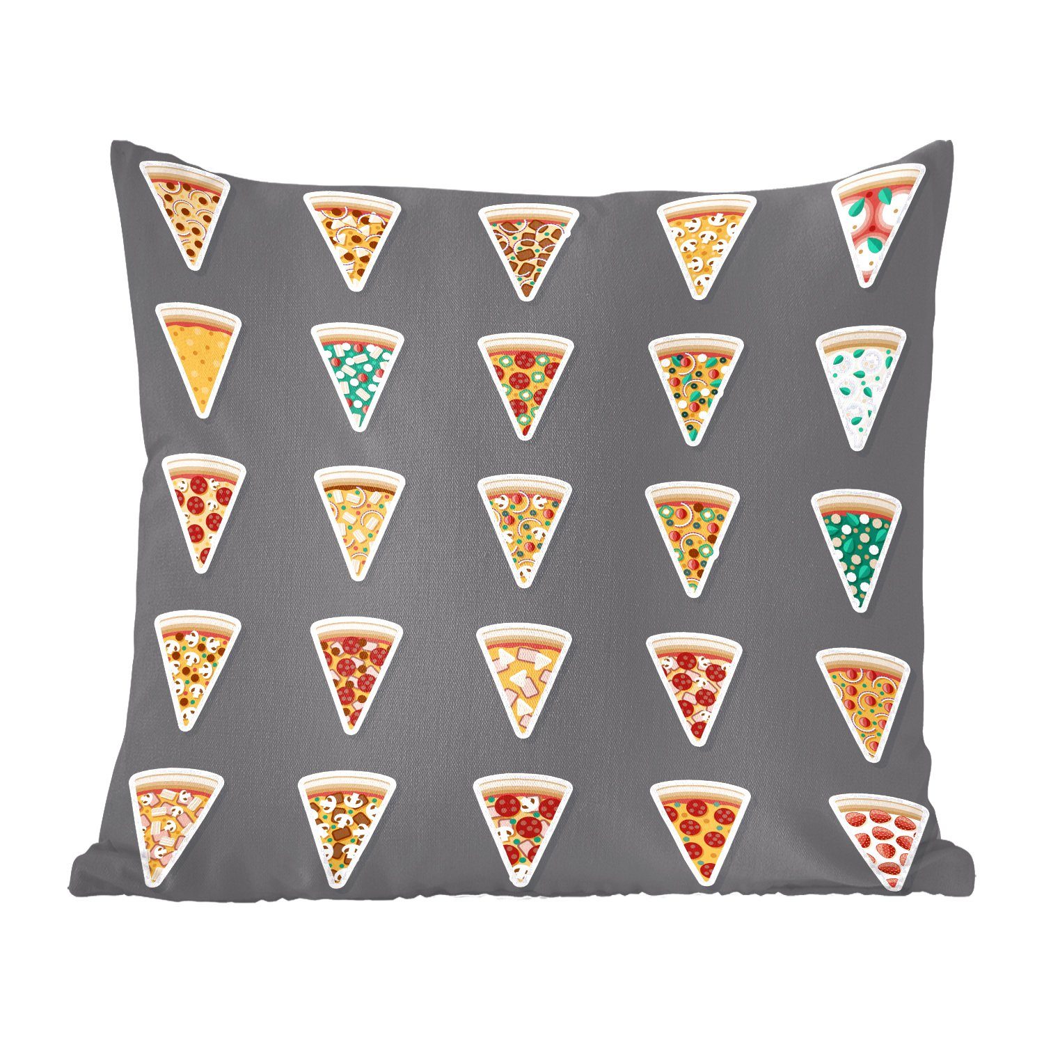 MuchoWow Dekokissen Illustriertes Muster von Pizzen aus Italien, Zierkissen mit Füllung für Wohzimmer, Schlafzimmer, Deko, Sofakissen