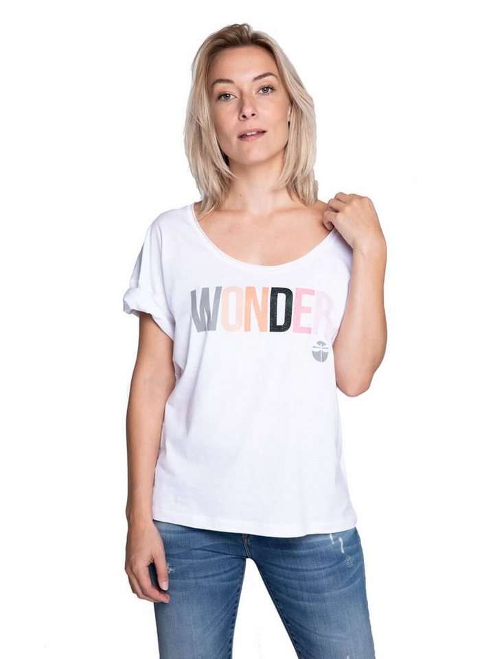 Bench Damen T-Shirt Shirt Top Label Print Rundhals-Ausschnitt Basic tailliert