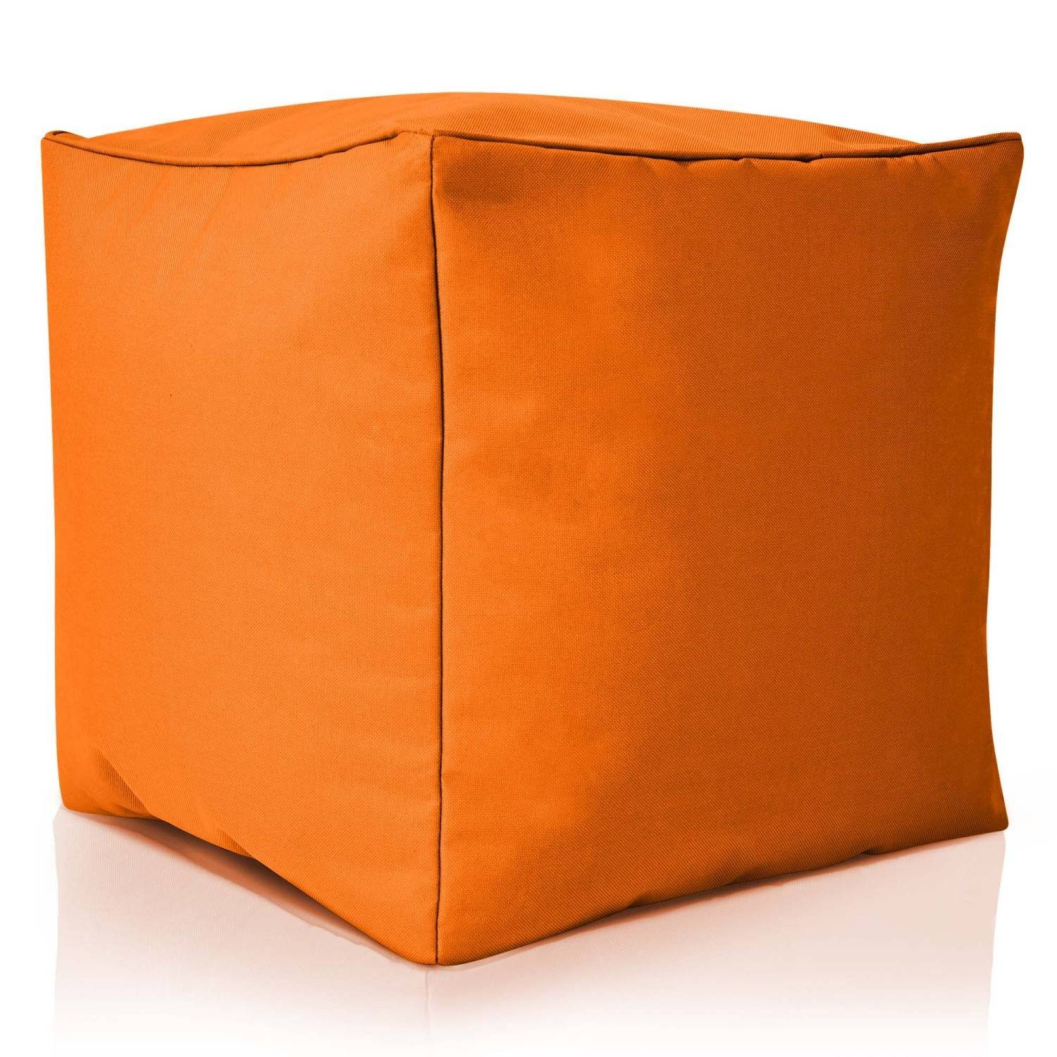 Green Bean Sitzsack Cube (Hocker 40x40x40cm mit EPS-Perlen Füllung, Fußhocker Fußkissen Sitz-Pouf für Sitzsäcke), Bodenkissen für Kinder und Erwachsene - Sitzkissen Sitzhocker Orange