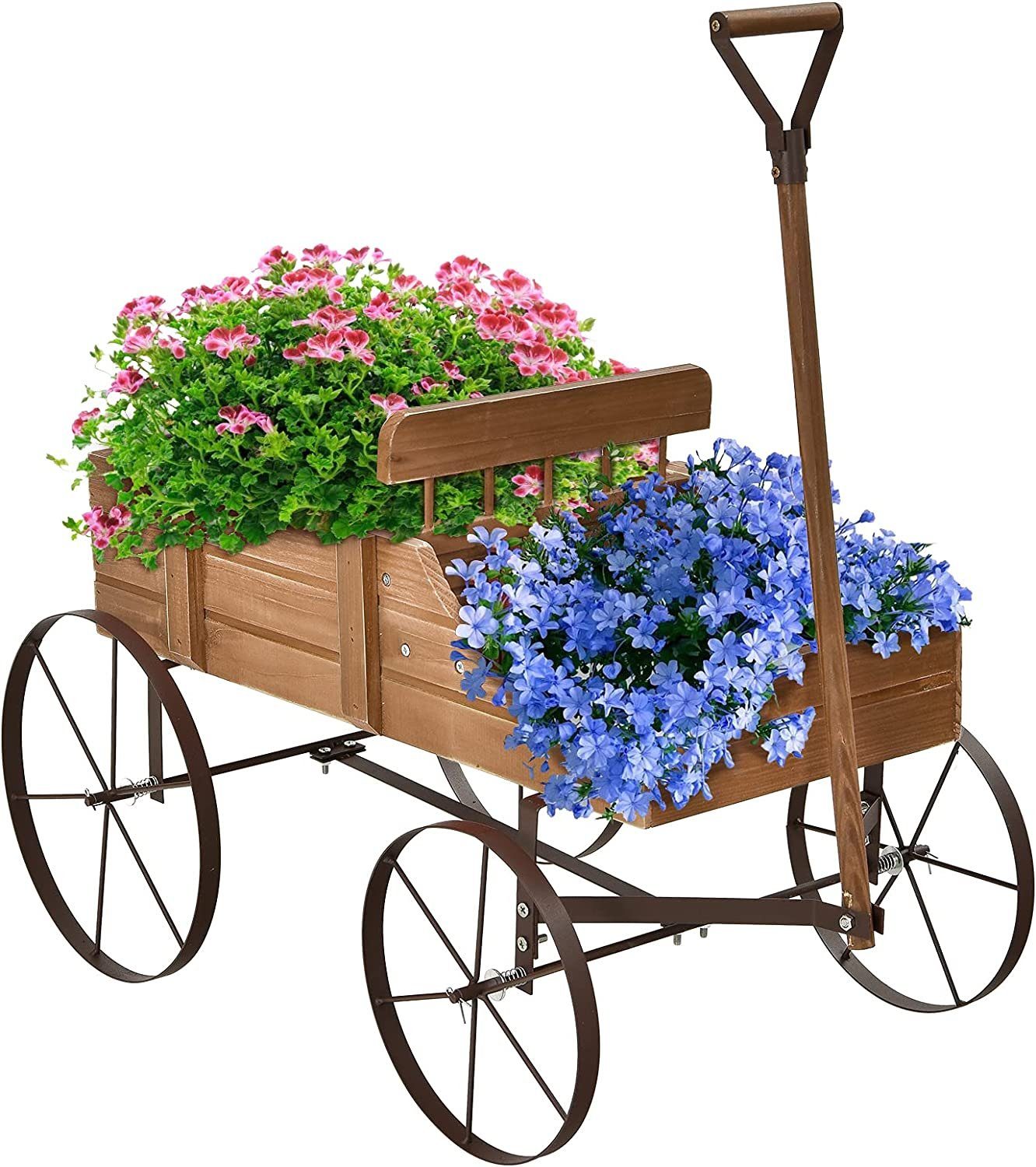 KOMFOTTEU Blumenständer Blumenwagen, 2 separate Blumenregale,Tragkraft 15kg