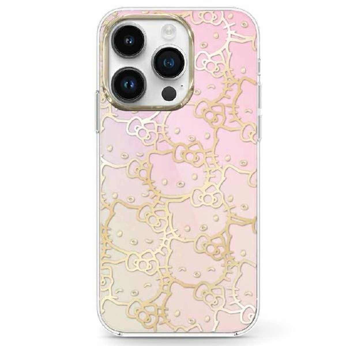 Hello Kitty Smartphone-Hülle Hello Kitty Apple iPhone 15 Silikon Hardcase Crowded Kitty Head Rosa