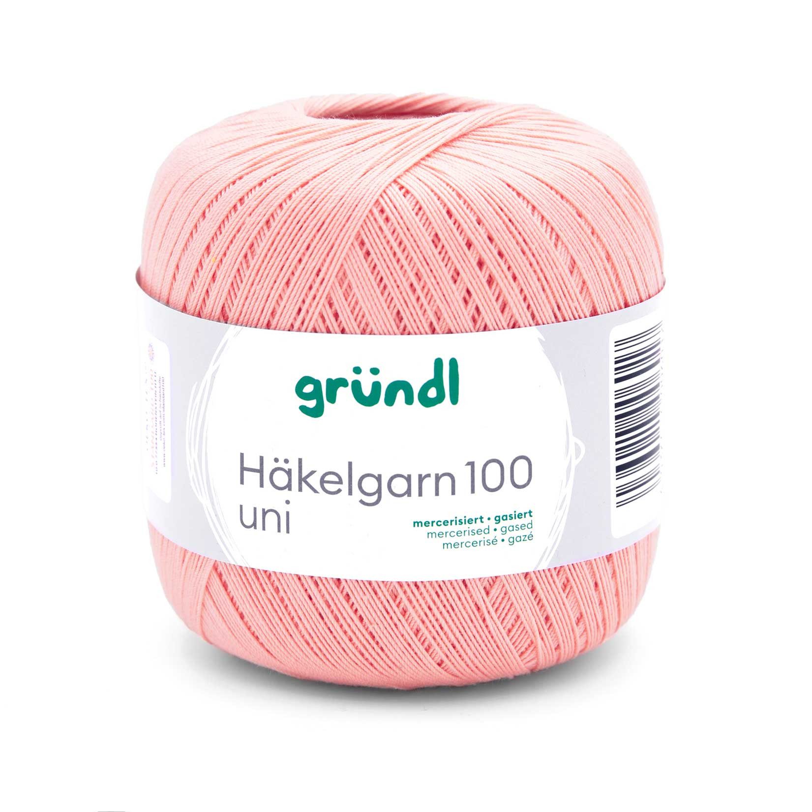 Gründl Häkelgarn 100, Baumwolle dünn zum Häkeln Handarbeiten DIY, 100g Häkelwolle, 566,00 m (Baumwollgarn, Filethäkelgarn), 60° waschbar