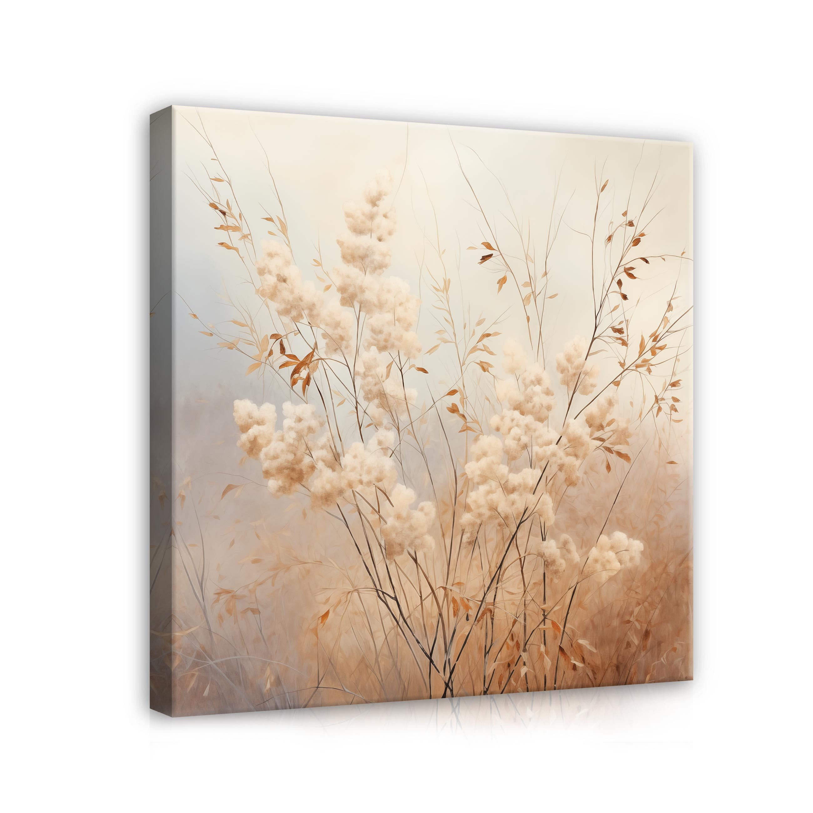 Wallarena Leinwandbild Natur Pampasgras beige Abstrakt Wandbild XXL Leinwan günstig online kaufen