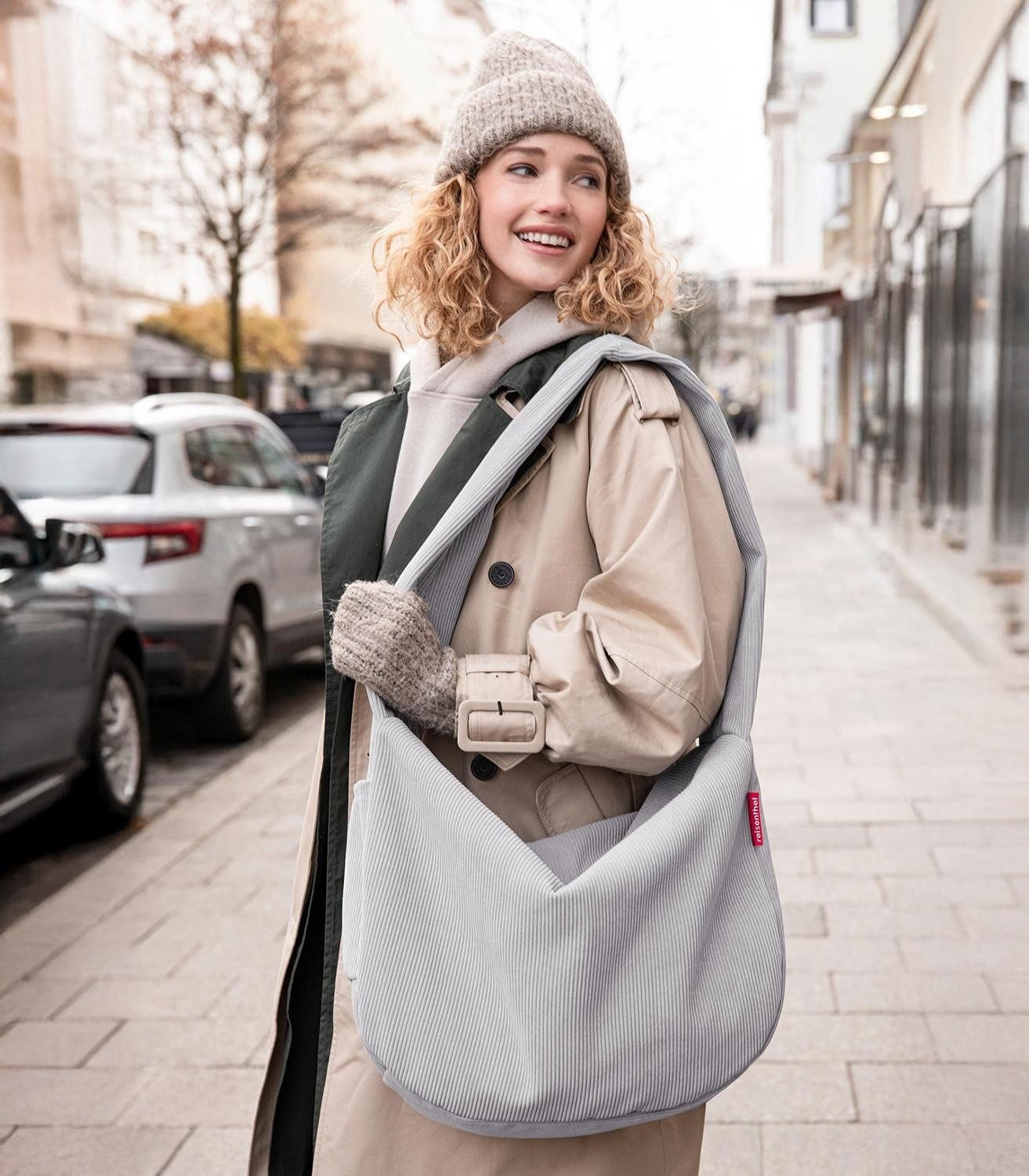 REISENTHEL® Umhängetasche MOONBAG CORD GREY, Grau, Cordoptik, Polyester, 24 Liter, B 48 x H 33 x T 14 cm