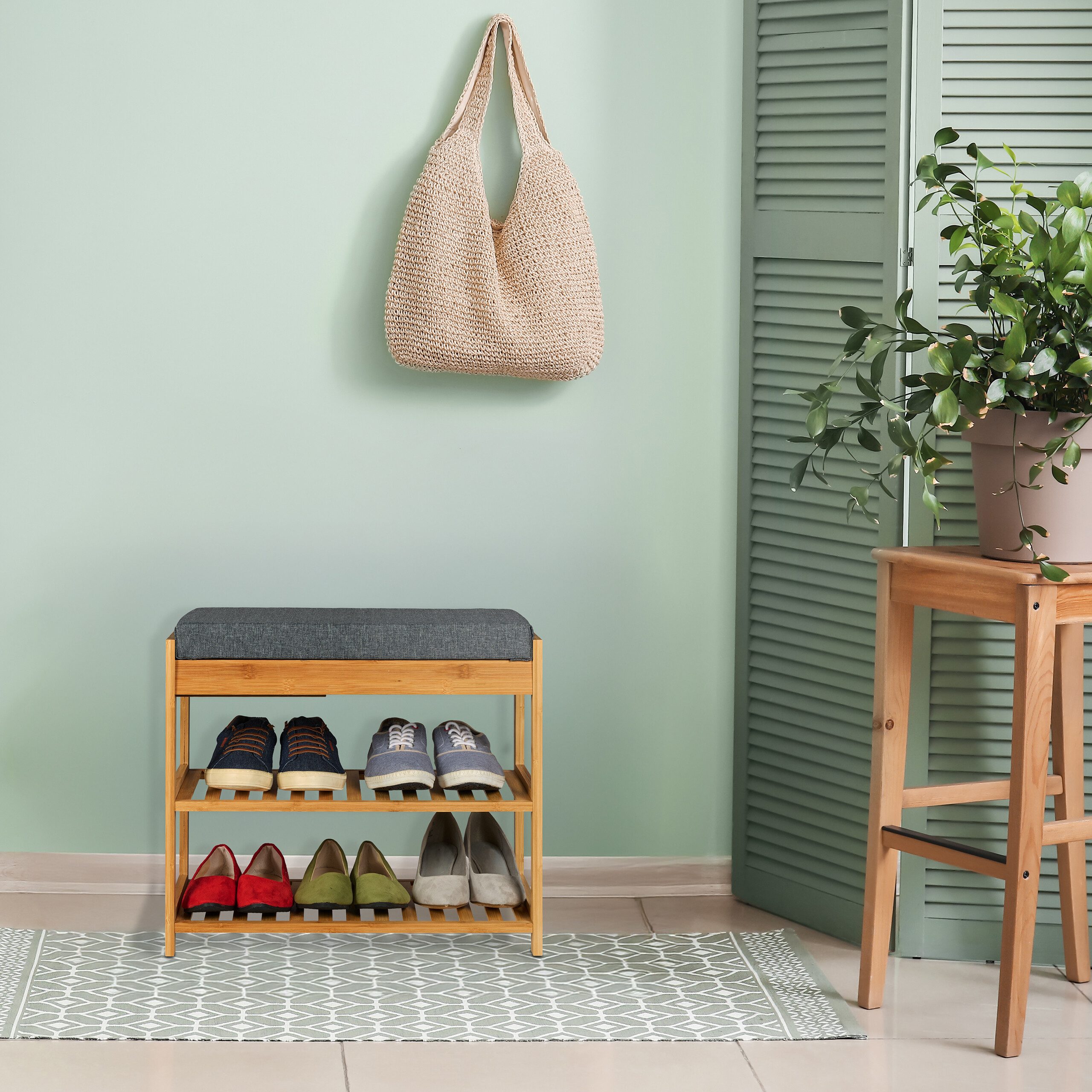 relaxdays Schuhbank mit Polster und Schublade (1-St) – Bild 2 von 5