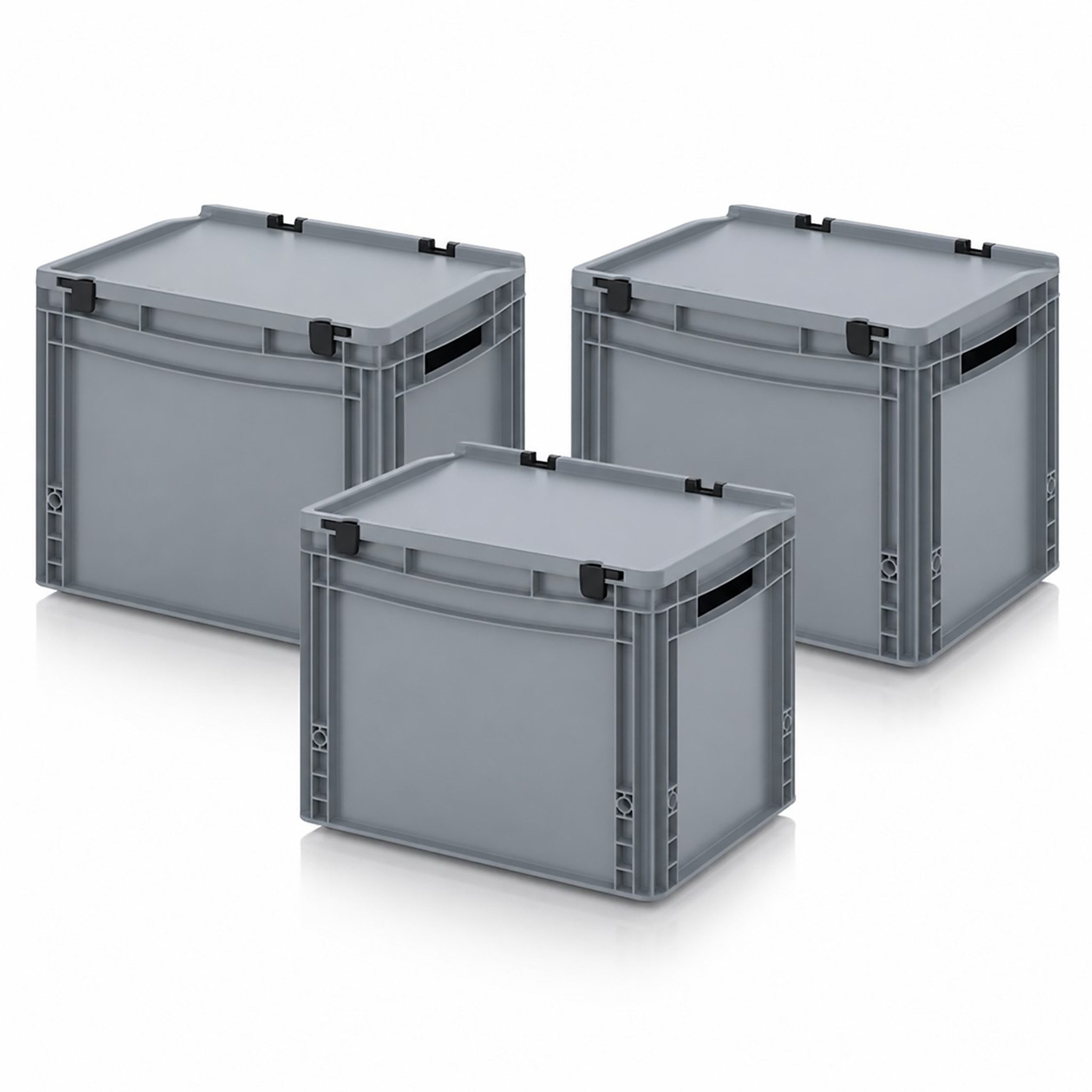 AUER Packaging GmbH Transportbehälter 3 X AUER Eurobehälter mit Schanierdeckel ED 43/32, 40 x 30 x 33,5 cm, (3-St), stapelbar