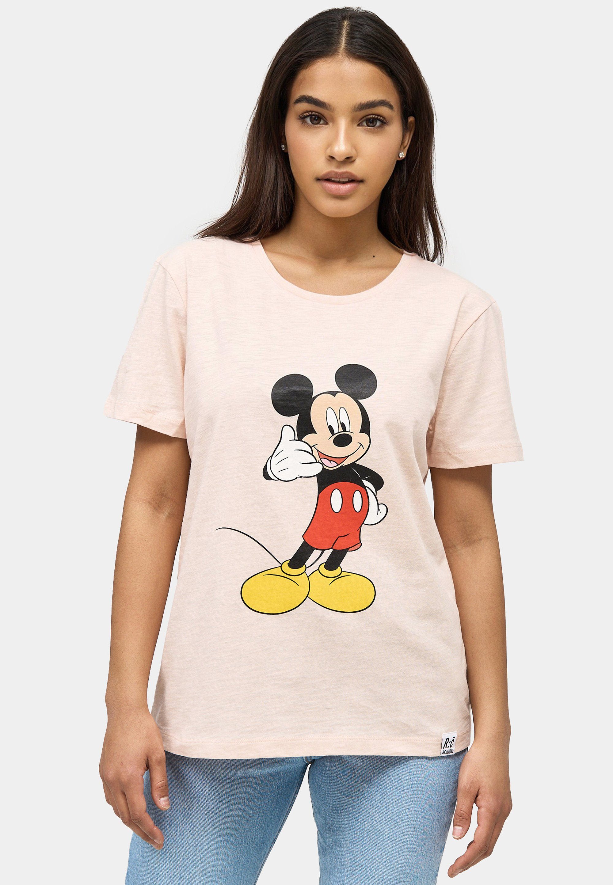 Recovered T-Shirt Mickey Mouse Phone GOTS zertifizierte Bio-Baumwolle Pink