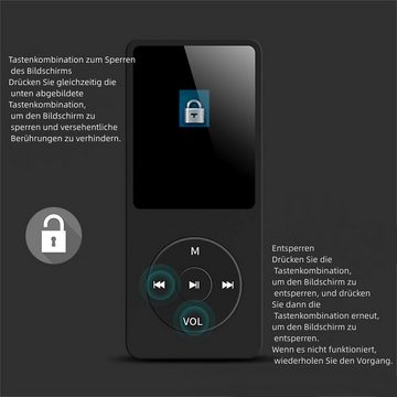 HIYORI MP3 Music Player Mini Sport Walkman 16G Externer Lautsprecher Plug-in MP3-Player (Klein)