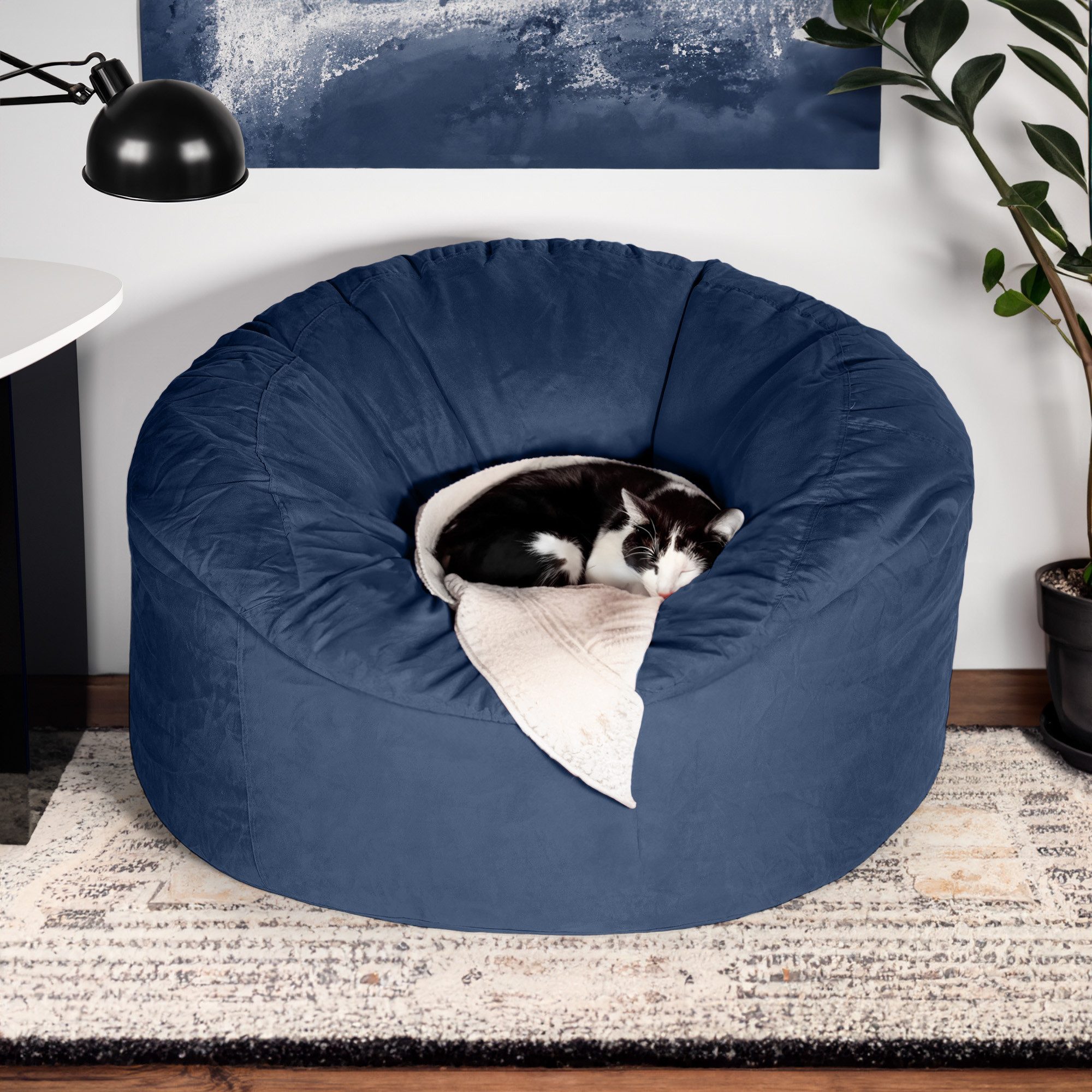 Green Bean Sitzsack Riesen-Sitzsack Jumbo XXL Velours (Riesensitzsack mit Memory-Schaum Flockenfüllung, Made in Germany - in 5 Größen (3ft - 7ft), Hülle abnehmbar mit Reißerschluss