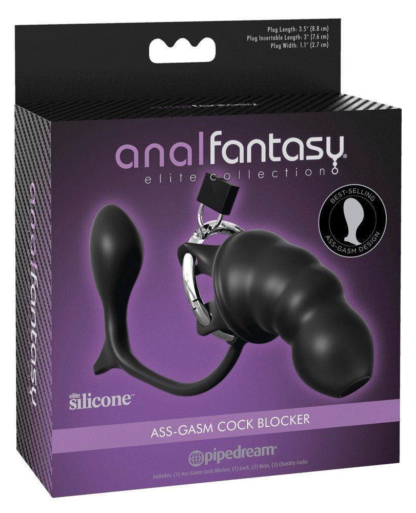 Anal Fantasy Cock Elite Analplug mit Ass-Gasm Peniskäfig Penisring Blocker 