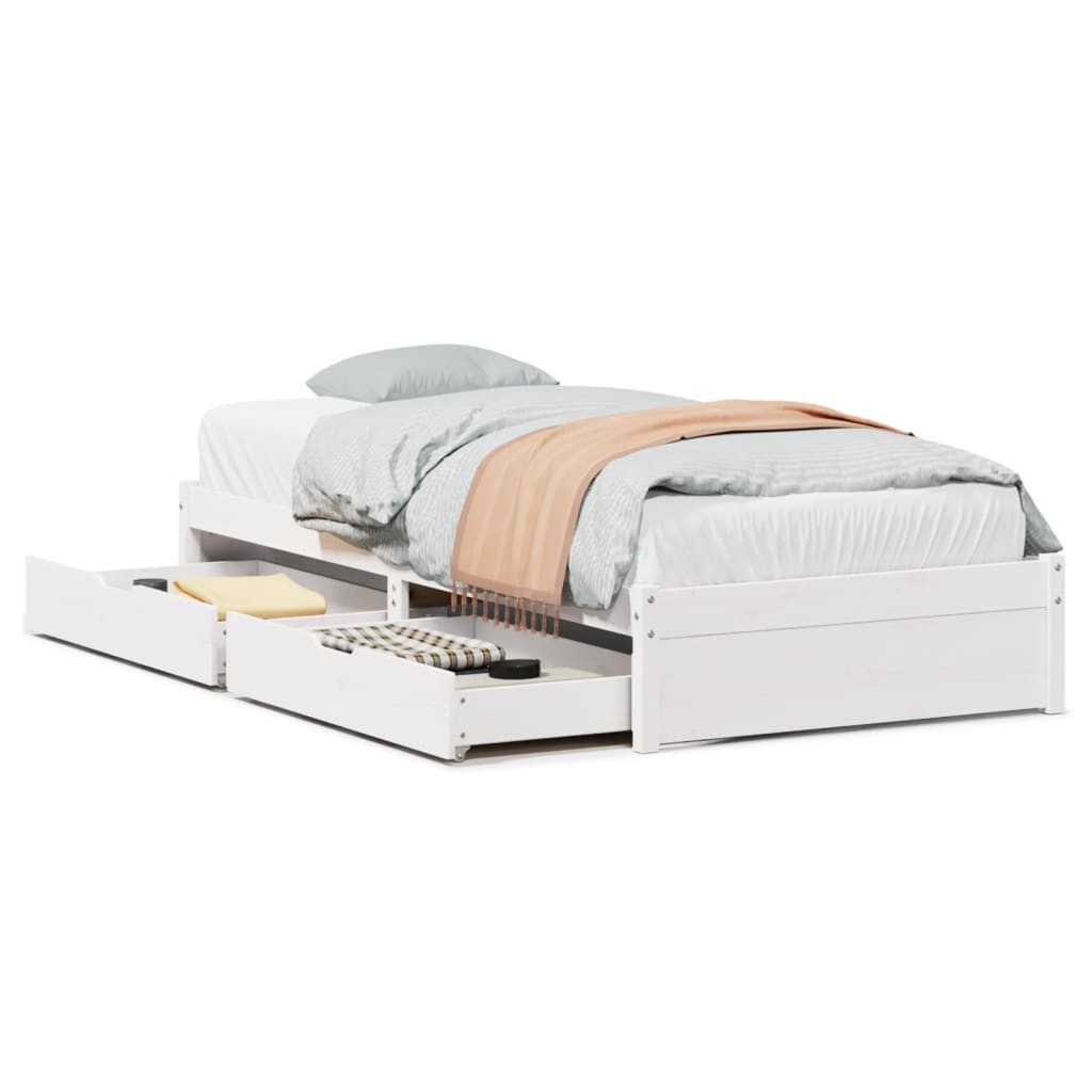 vidaXL Bett Massivholzbett ohne Matratze Weiß 75x190 cm Kiefernholz günstig online kaufen