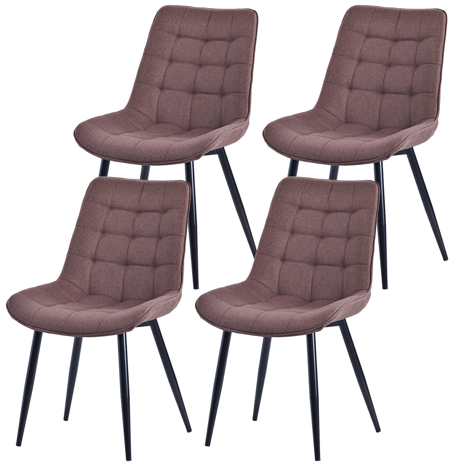 HOMAVO Esszimmerstuhl Stuhlset – Polsterstühle, Samt oder Webstoff, Metall-Füße (Nach EN 12520 geprüft, 4 St), mit Ergonomischer Rückenlehne und Metallbeinen