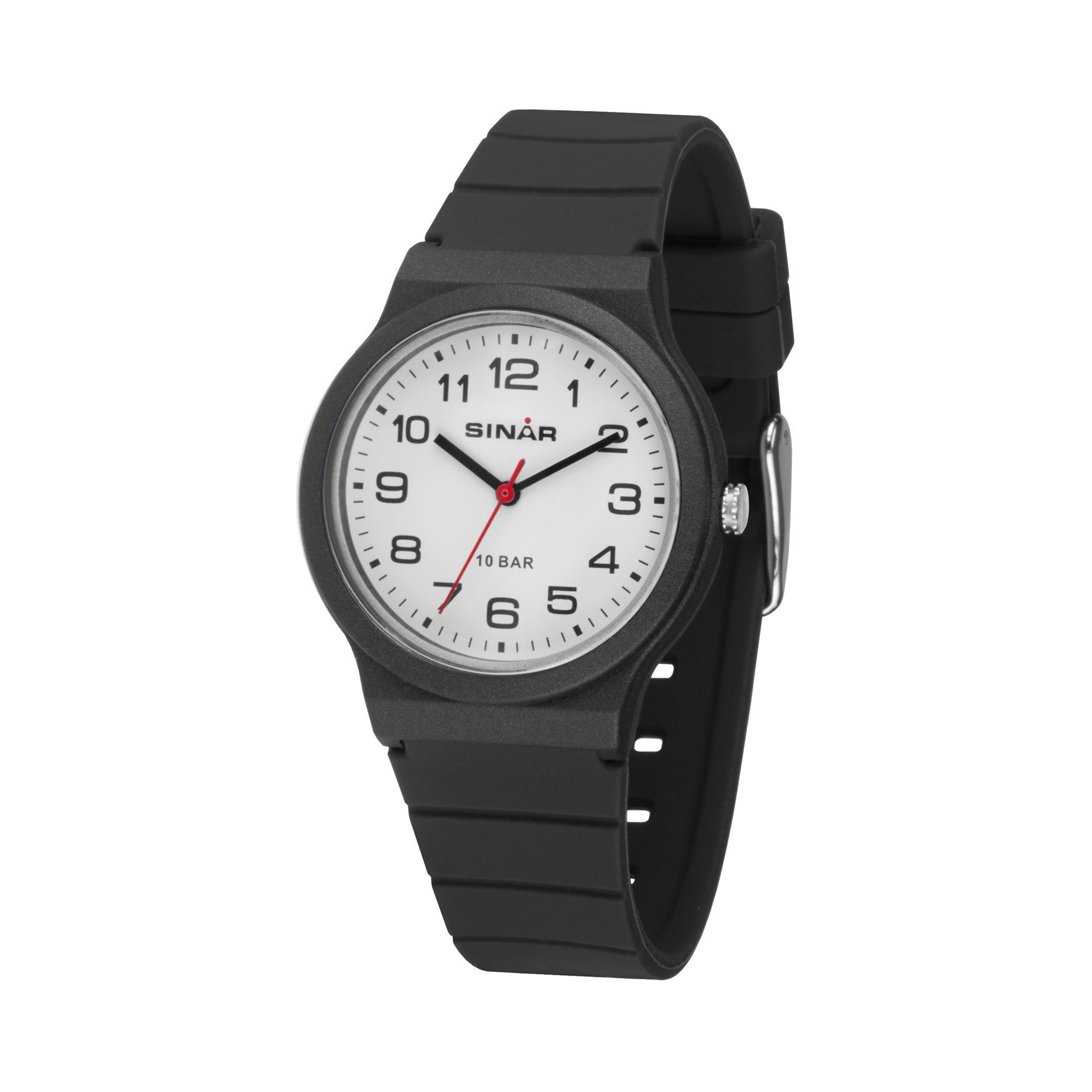 SINAR Quarzuhr XB-18 Jugenduhr Sportuhr Silikonband, analog sportlich modern deutlich Geschenkidee Jugend Kids Ø 34 mm