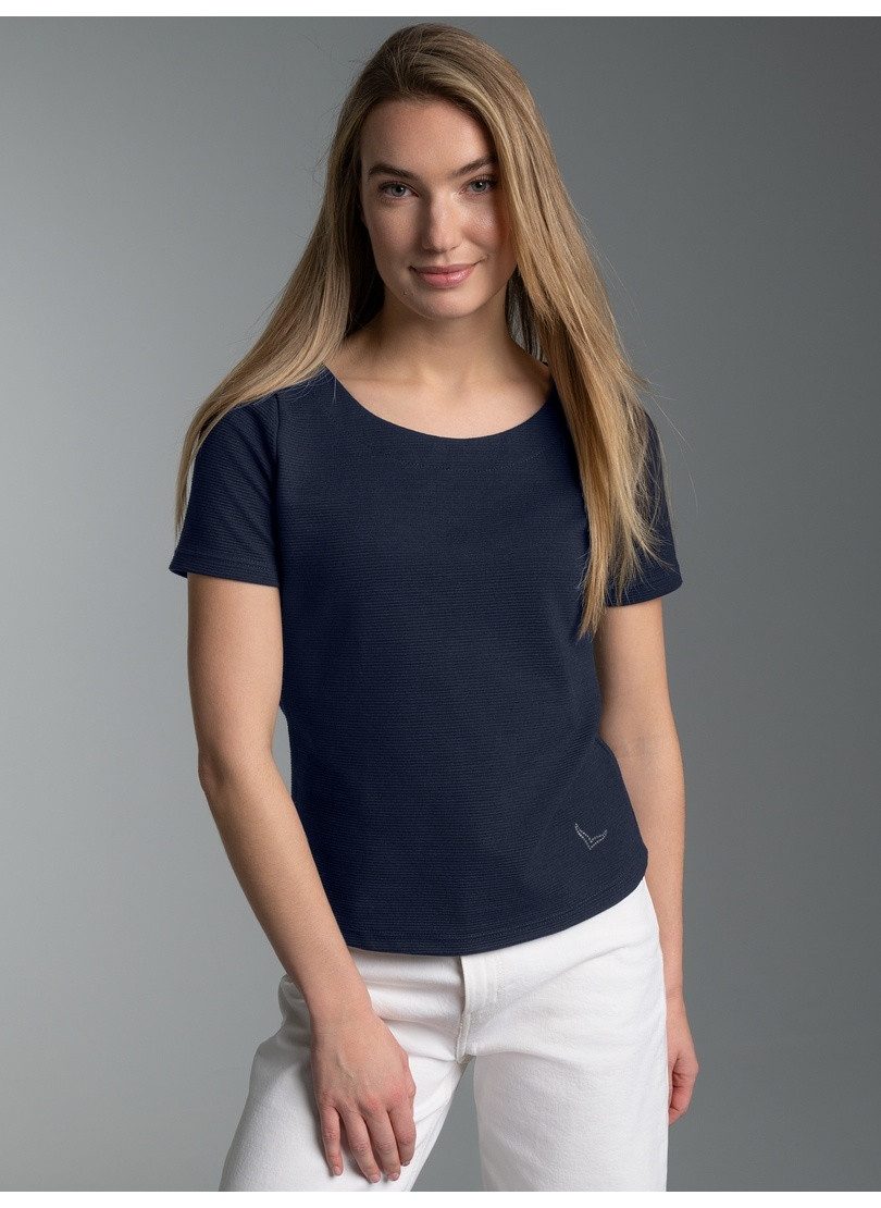 Trigema Sweatshirt TRIGEMA Shirt mit kurzen Ärmeln mit Kristallsteinen
