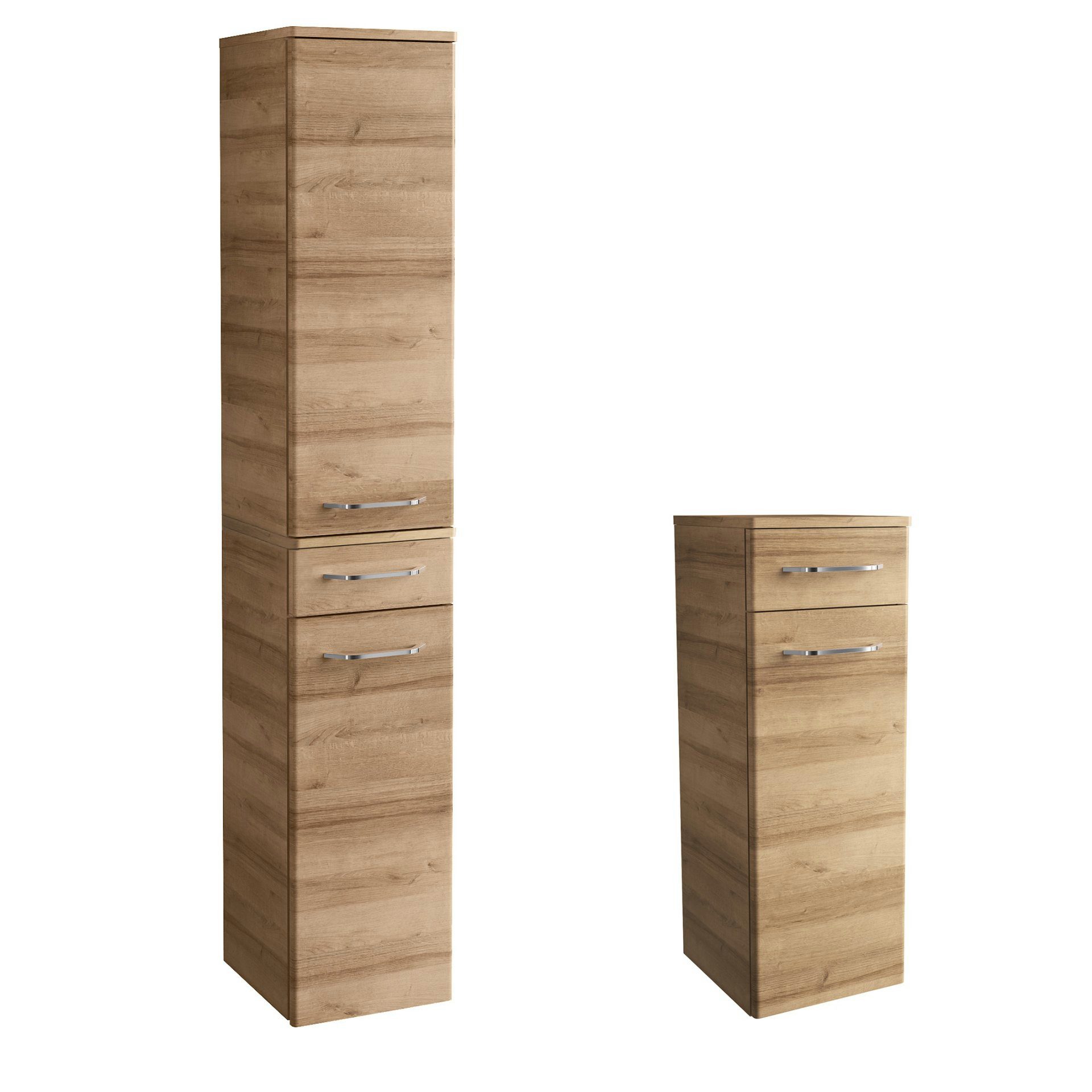 FACKELMANN Badmöbel-Set Milano Badmöbelset, Hochschrank, Midischrank, Ast-Eiche Design