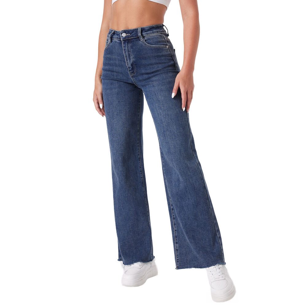Ital-Design Weite Jeans Trendige Damen-Jeans mit lässigem Schnitt und Details (90727785) Destroyed-Look Stretch High Waist Jeans in Blau