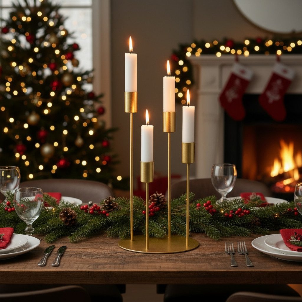 MF Kerzenständer Adventsleuchter Junto Metall Gold Matt Elegant Kerzenleuchter