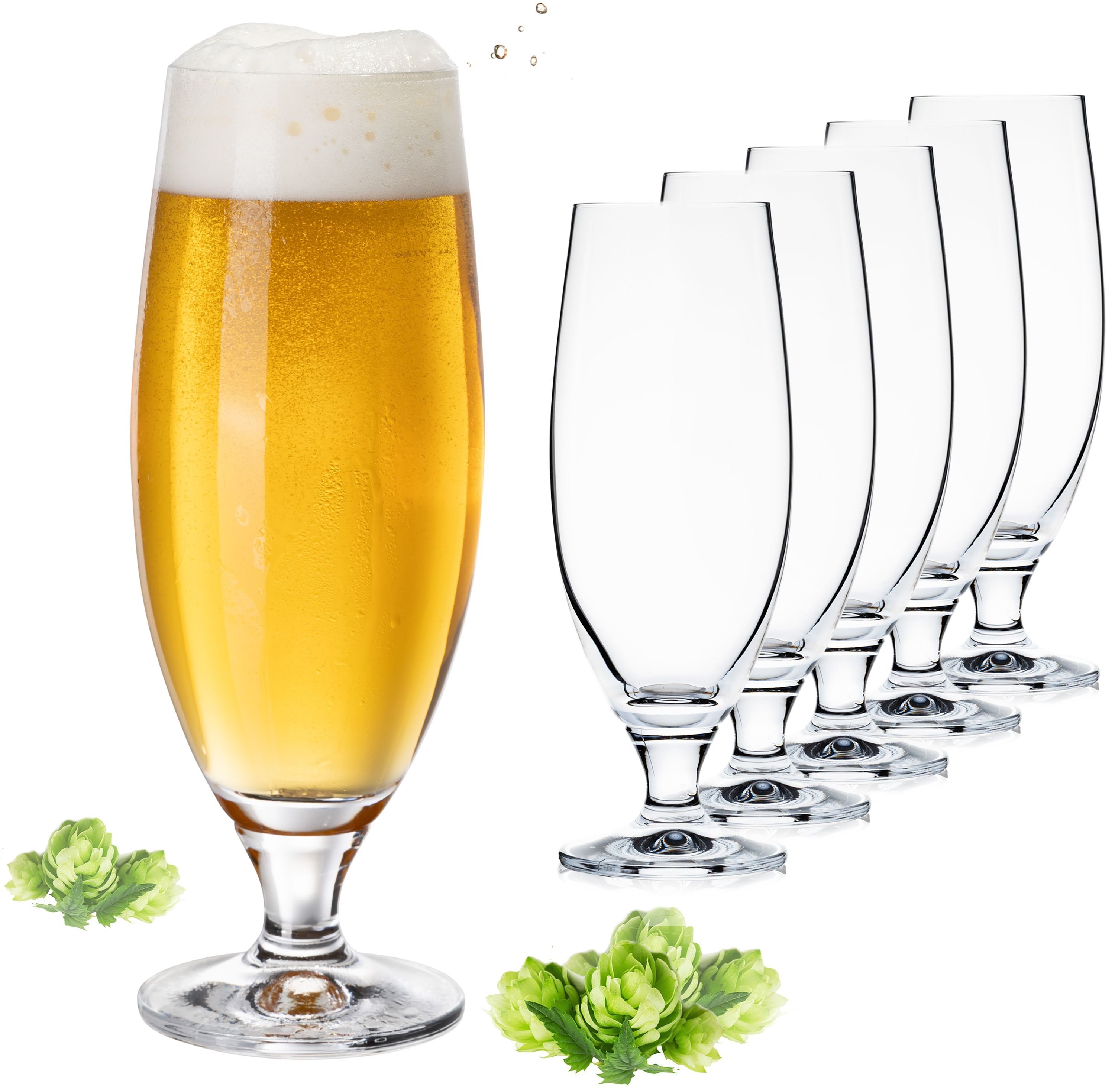 PLATINUX Bierglas Bierkelche, Crystalline Glas, 500ml (max. 580ml) Biertulpe Biergläser Weizengläser Kelche 0,5L