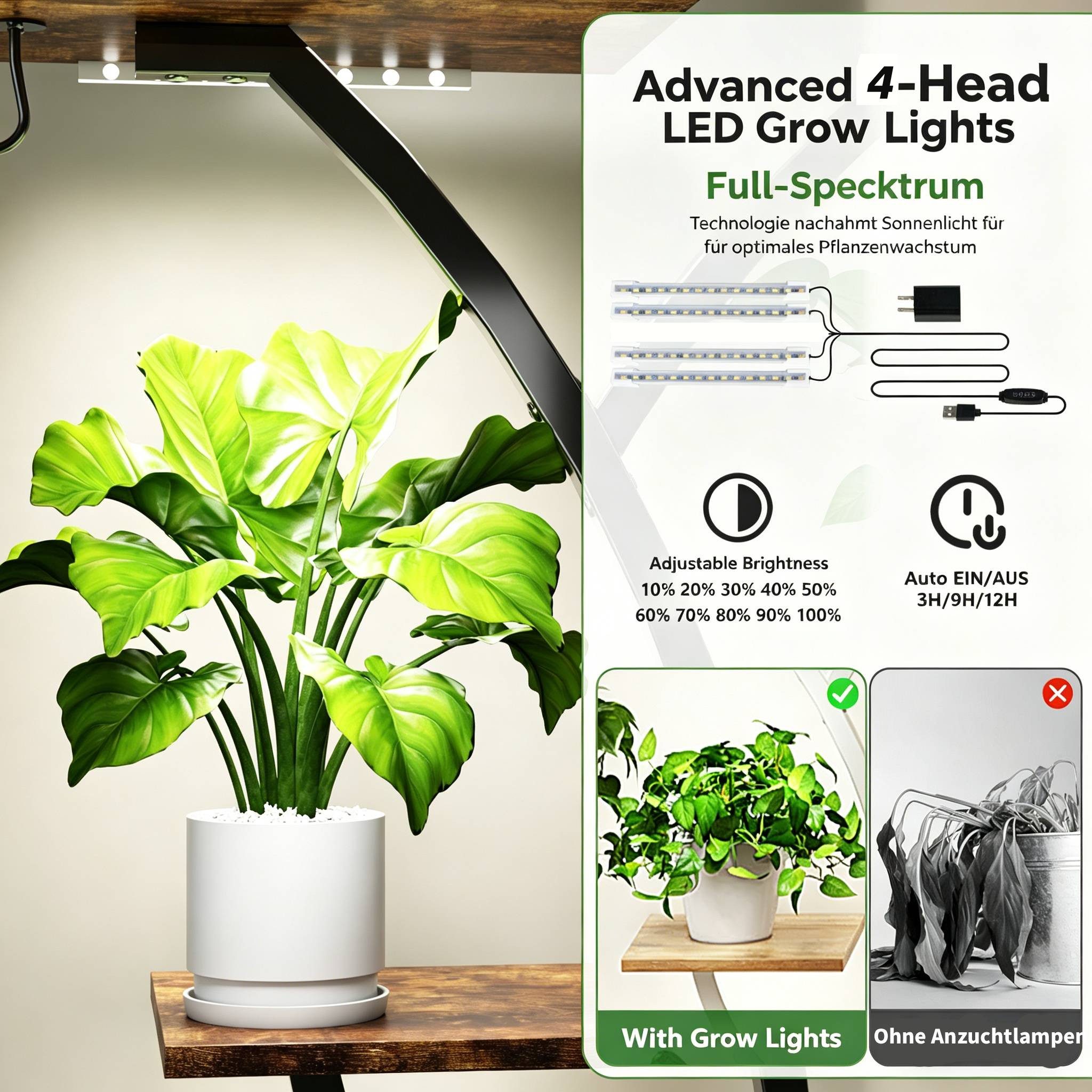 LALAHO Blumenständer Blumenständer mit Wachstumslicht
