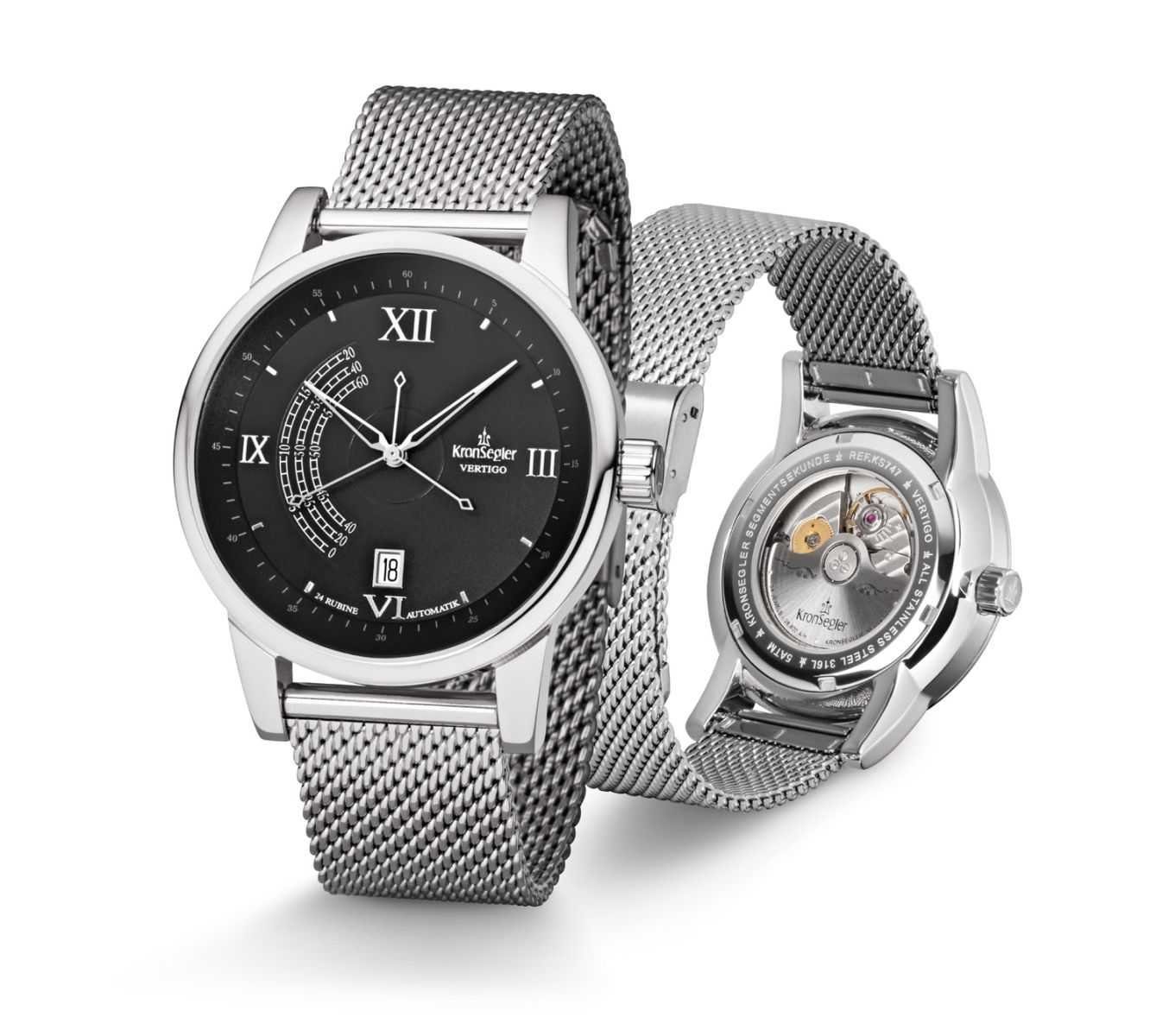 Kronsegler Automatikuhr Vertigo st-ony-mil Herrenuhr Milanaiseband 41 mm