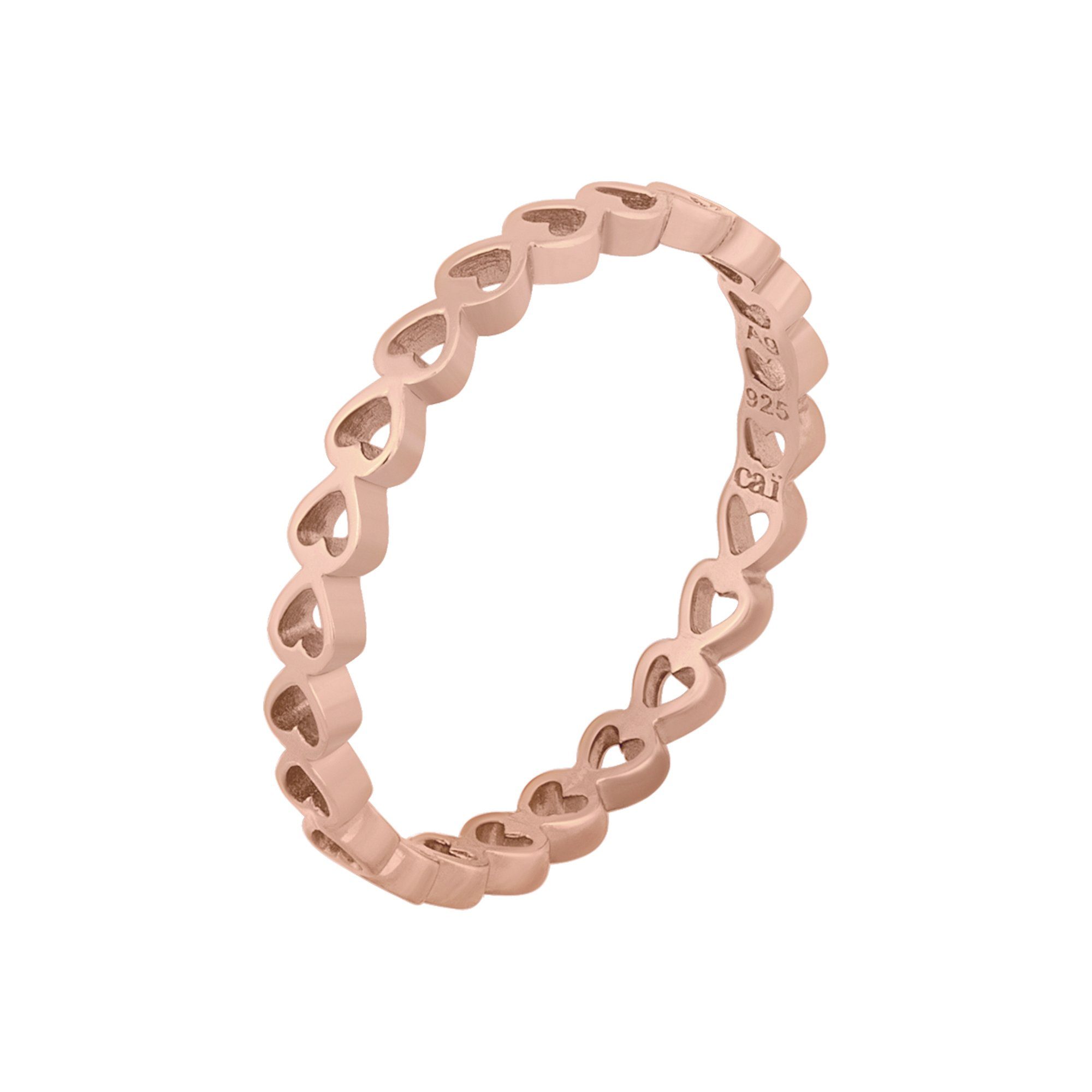Fingerring 925/- Sterling Silber rosévergoldet Herz Stacking