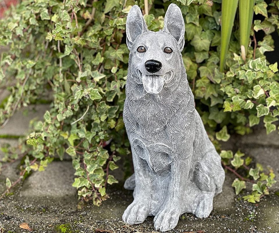 Steinfigur Mops Frostfest Garten Deko Steinguss Gartenfigur Hunde