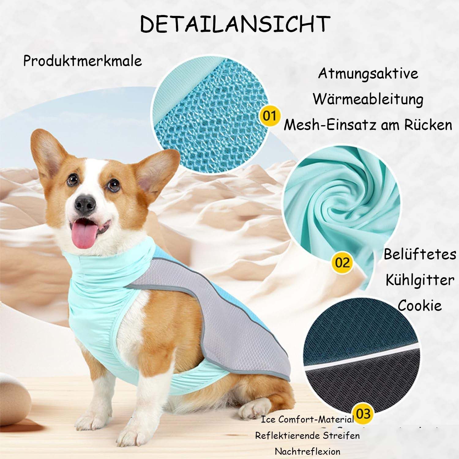 Ledander Hundeweste Hund Kühlweste, Kühlweste für Hunde zur Abkühlung im Sommer