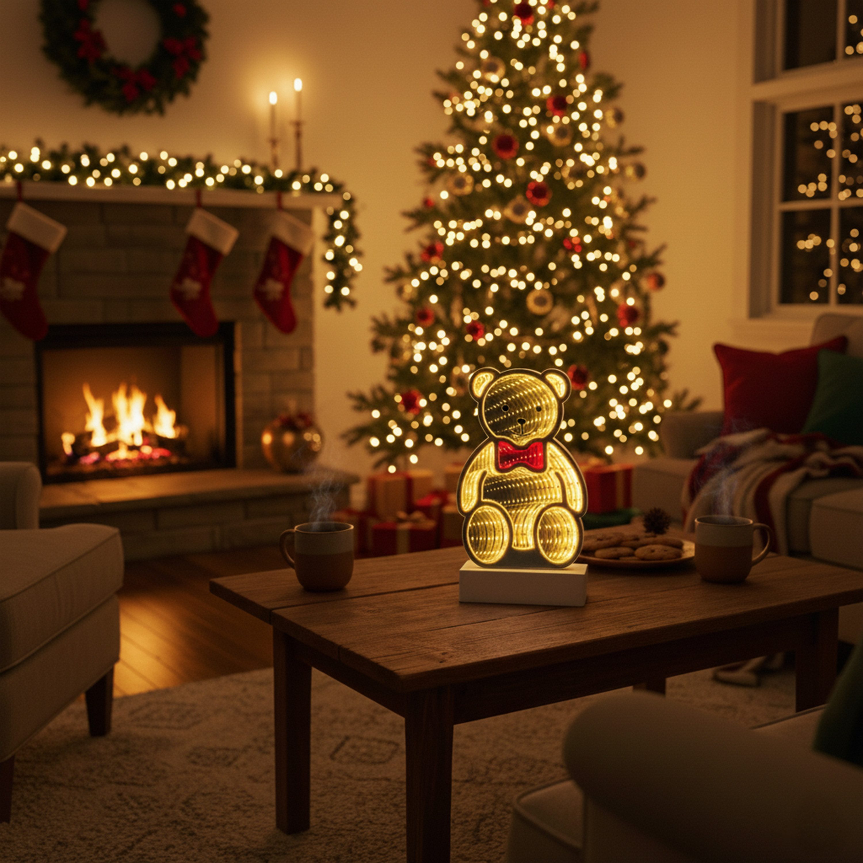 OTTO home LED Dekolicht Evvina - Teddybär, LED fest integriert, Warmweiß, Infinity Effekt, Deko für Innen, beidseitig beleuchtet, Nachtlicht