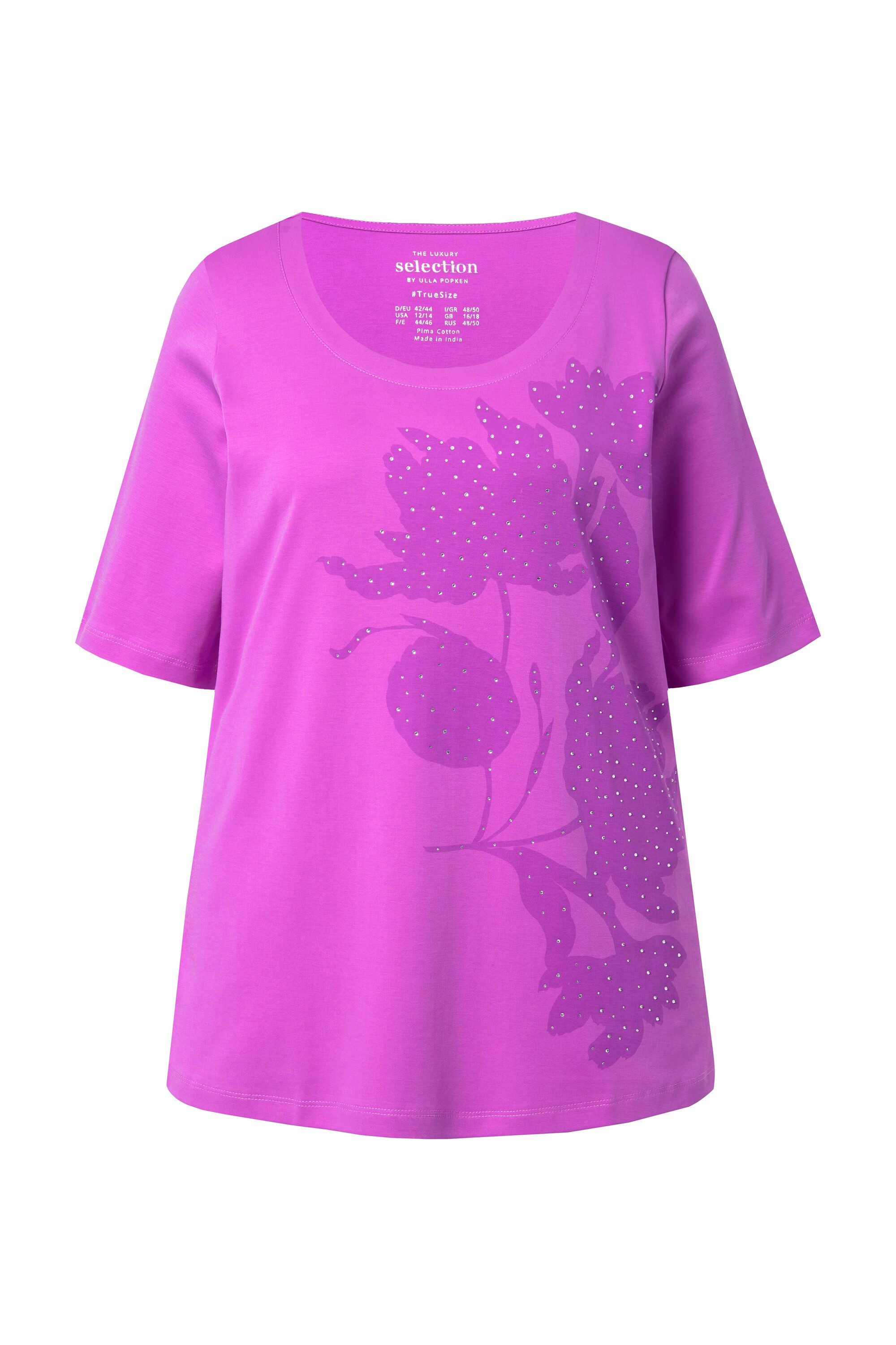 Ulla Popken T-Shirt T-Shirt A-Linie Rundhals Halbarm Pima Cotton günstig online kaufen