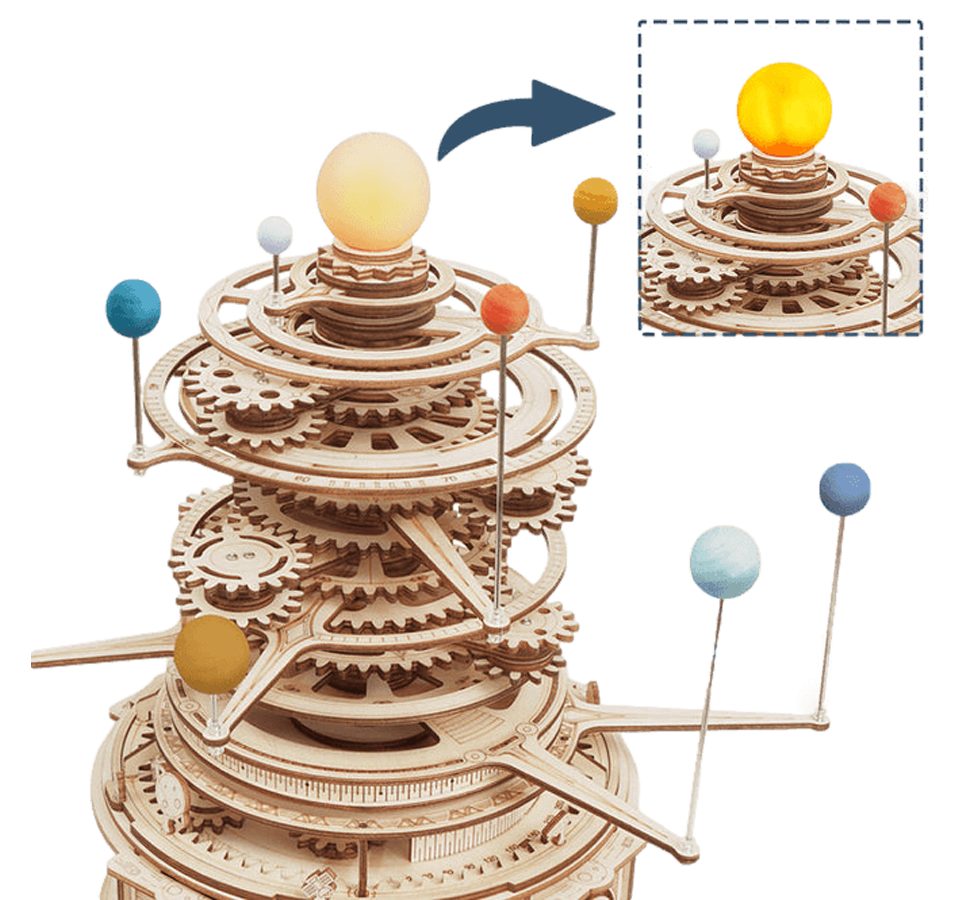 Robotime Modellbausatz Robotime Mechanisches Sonnensystem Mechanisches Holzpuzzle, (316-tlg)