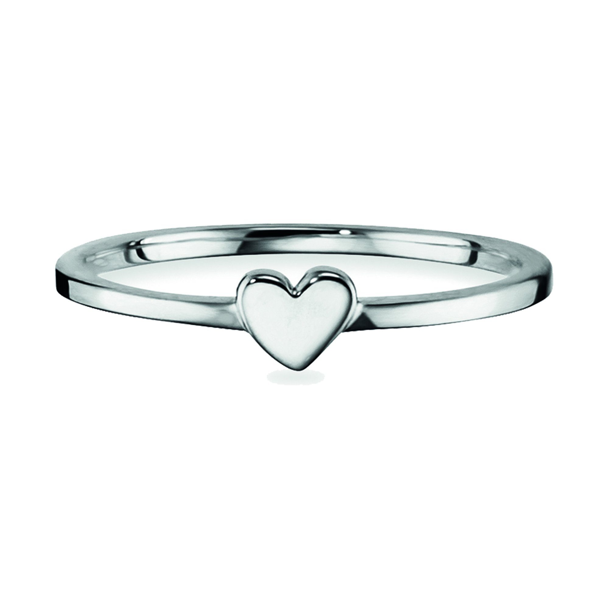 CAÏ Fingerring 925/- Sterling Silber rhodiniert Herz, Oberflächenveredelung  poliert