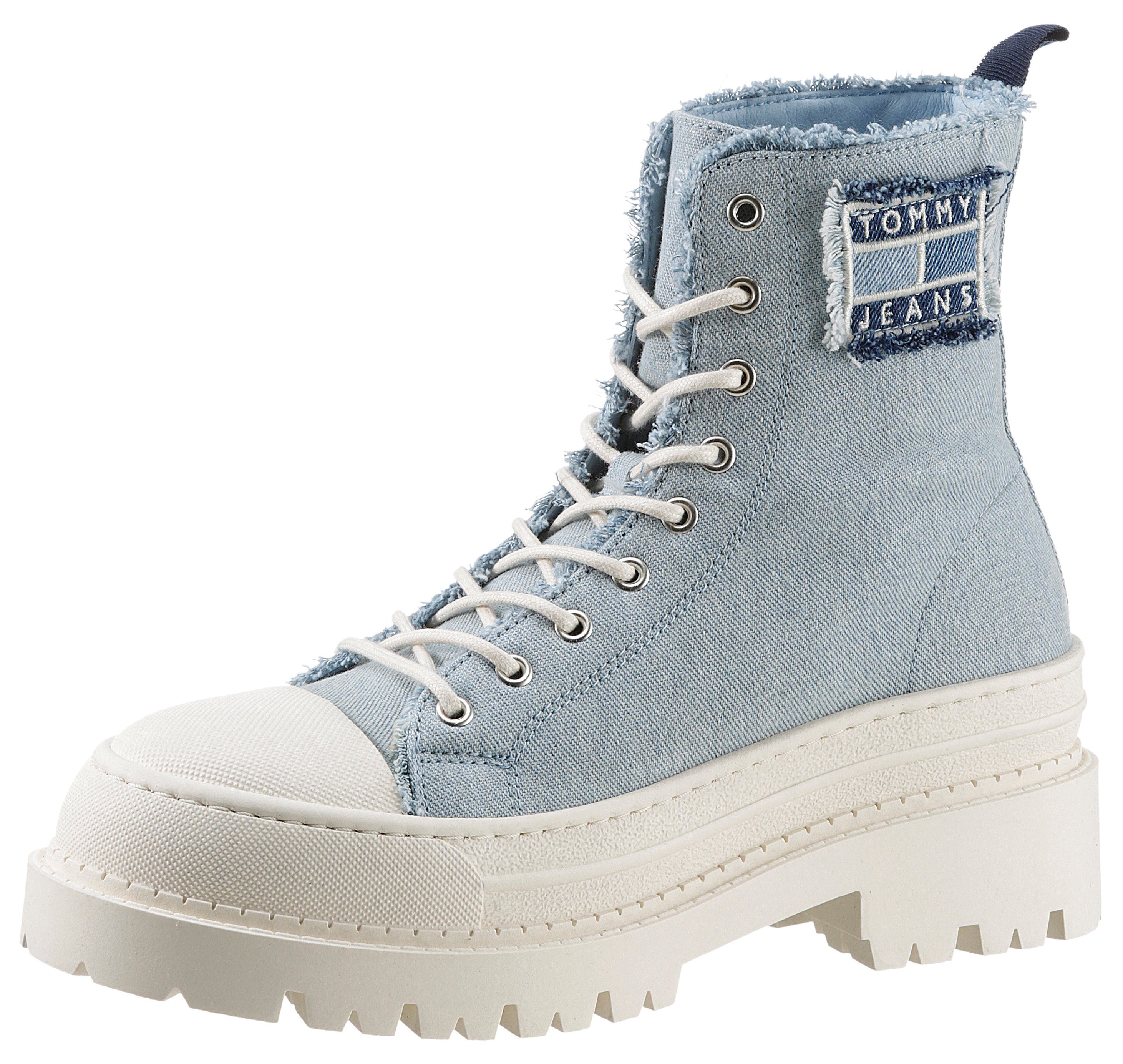 TJW ausgefransten BOOT mit Schnürboots Jeans Tommy DENIM FOXING Schaftrand