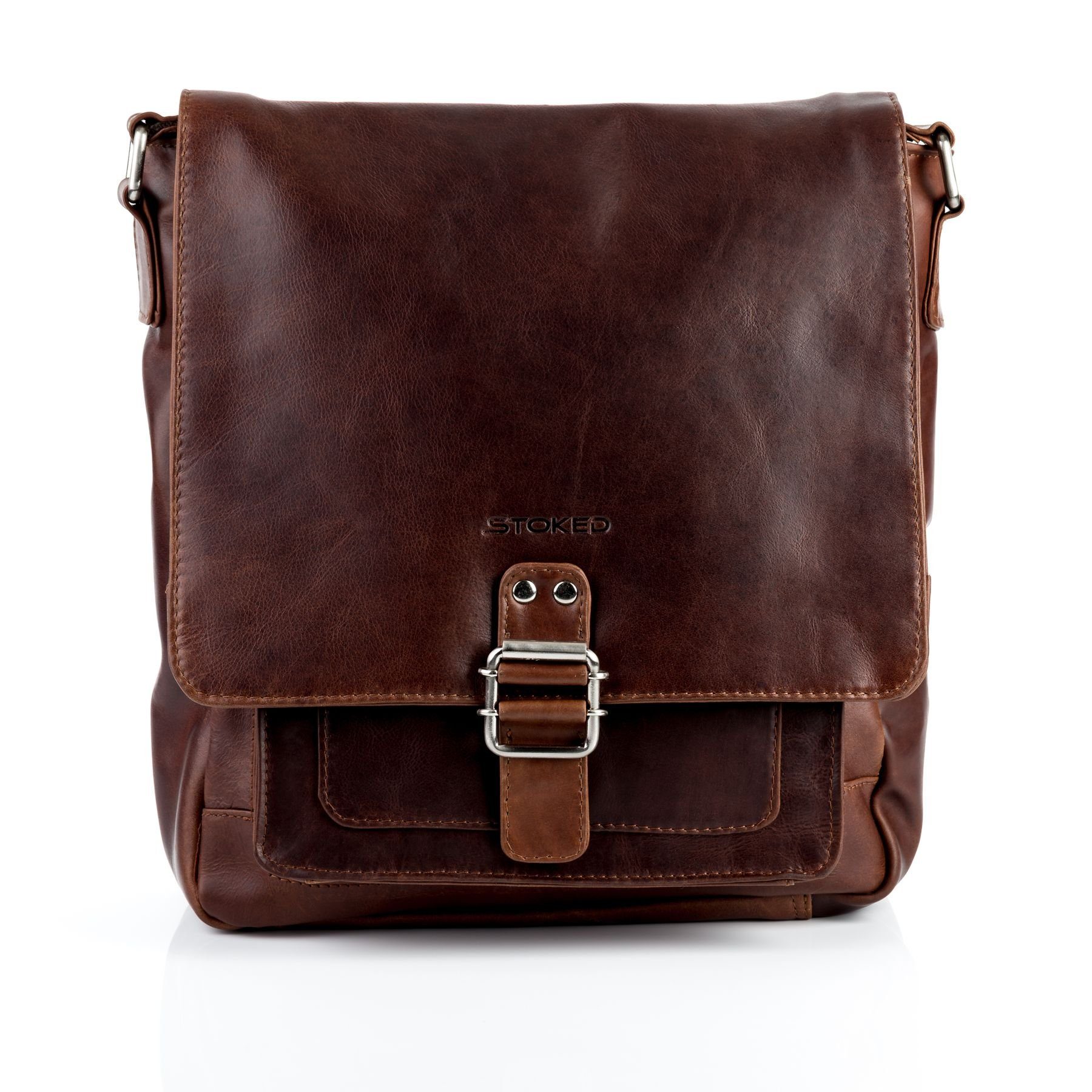 Messenger Bag echt Leder Schultertasche groß braun