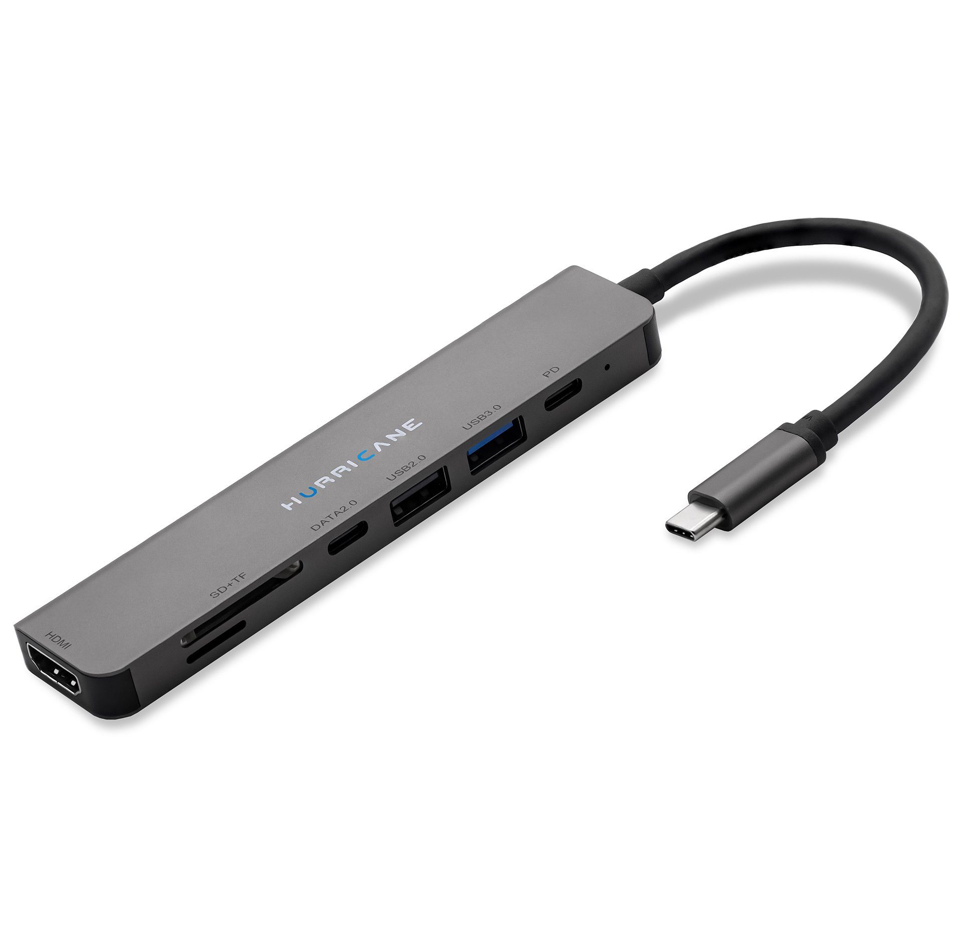 HURRICANE Laptop-Dockingstation Laptop-Dockingstation 7in1 USB-C HUB 4K HDMI 60W PD Port Kartenleser, für MacBook, Laptop, PC, Festplatte