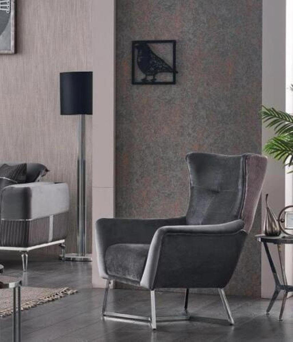 Möbel Design (1-St), in Modern Wohnzimmer JVmoebel Made Textil Grau Sessel Polster Sessel Stoff Europa