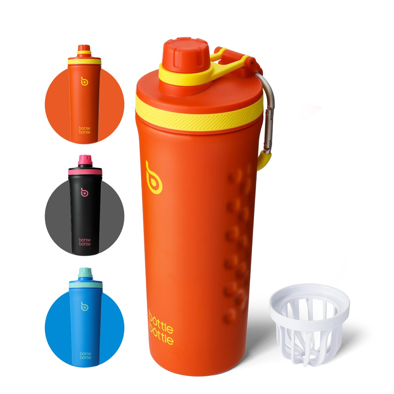 BOTTLE BOTTLE Trinkflasche Shaker Edelstahl Trinkflasche 26oz mit Mischkugel, Protein Shaker für Eiweiß & Fitness, doppelwandig, auslaufsicher