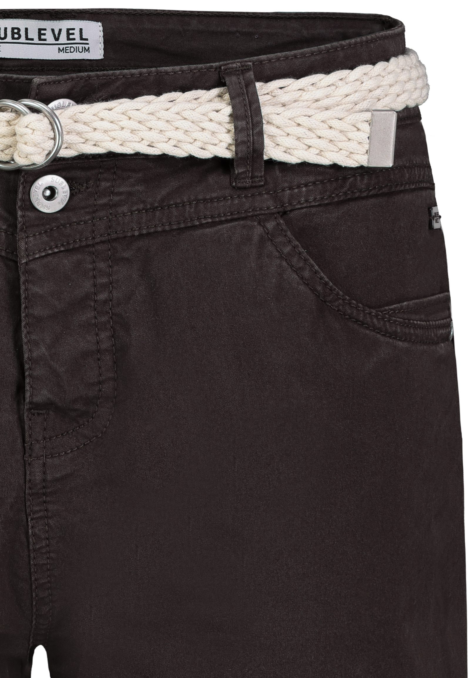 SUBLEVEL Bermudas Damen Short Bermuda kurze Hose Sommer Chino Stoff Hose mit Gürtel