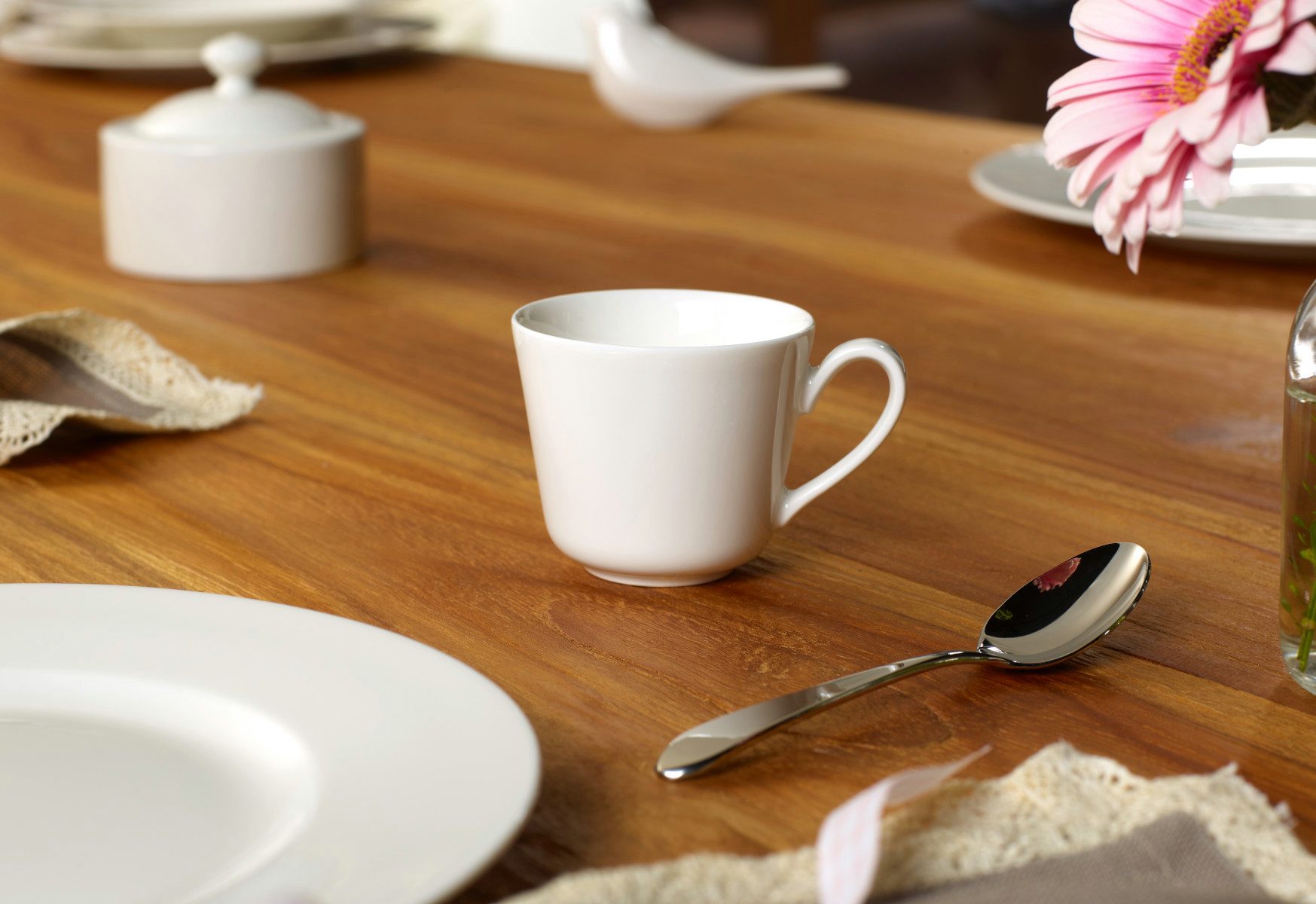 Villeroy & Boch Espressotasse Twist White Mokka-/Espressoobertasse 0,1 l, Premium Bone Porcelain