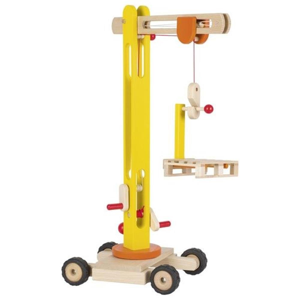 goki Spielzeug-Kran Drehkran, 64 cm, Gelb, aus Holz, für Kinder ab 3 Jahren