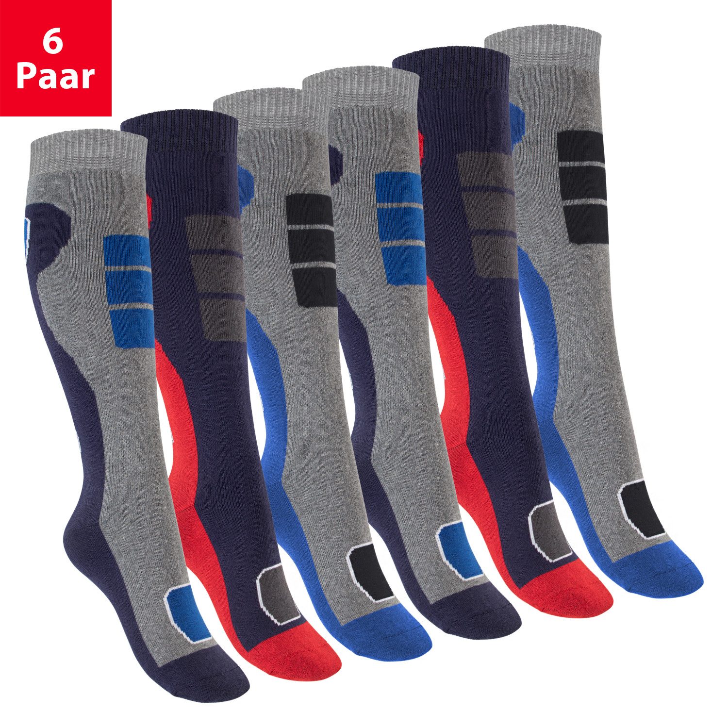 Footstar Thermosocken Bunte Kinder Outdoor Kniestrümpfe (6 Paar) Thermo Strümpfe