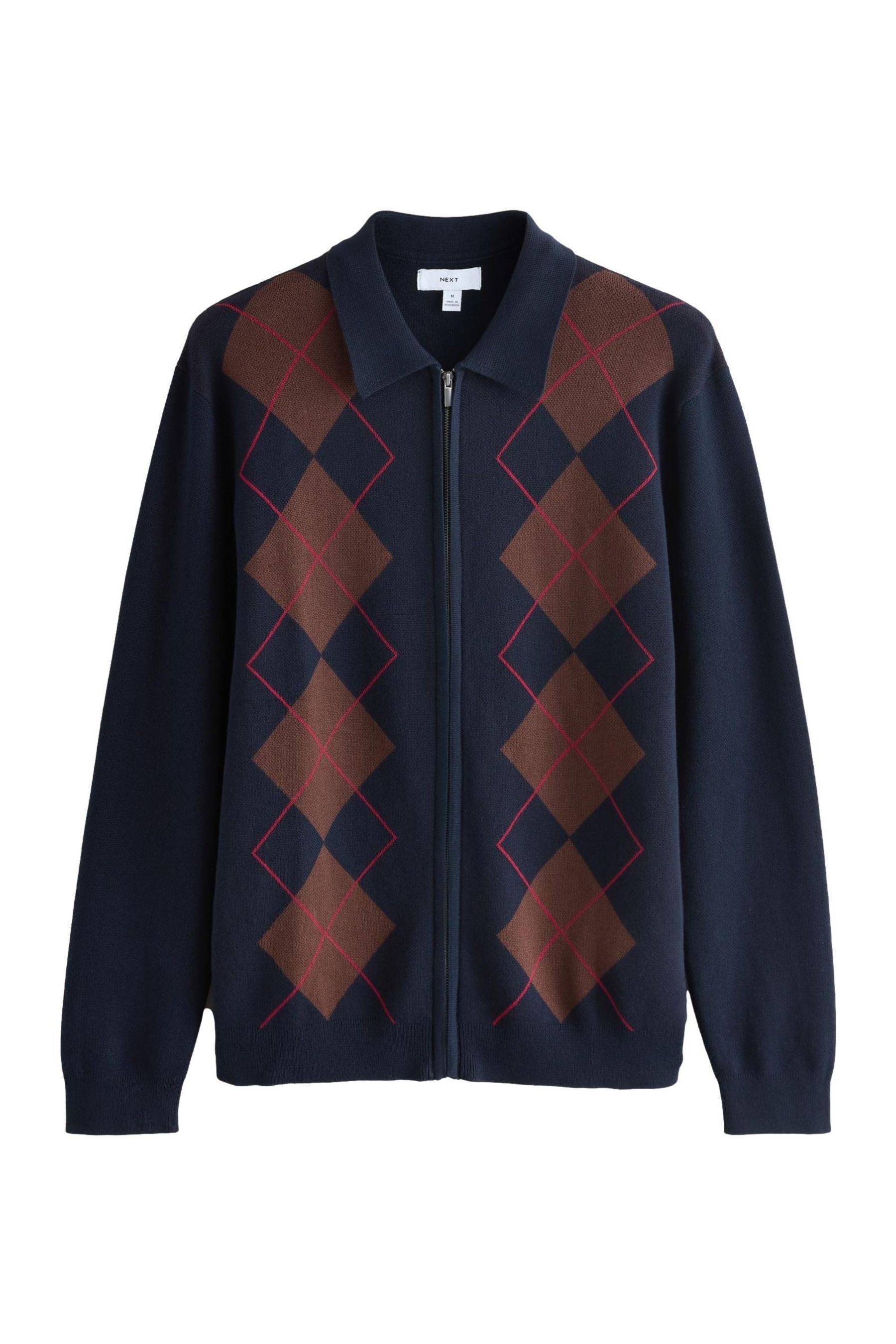 Strickjacke Regular Fit Argyle-Strickjacke mit Reißverschluss