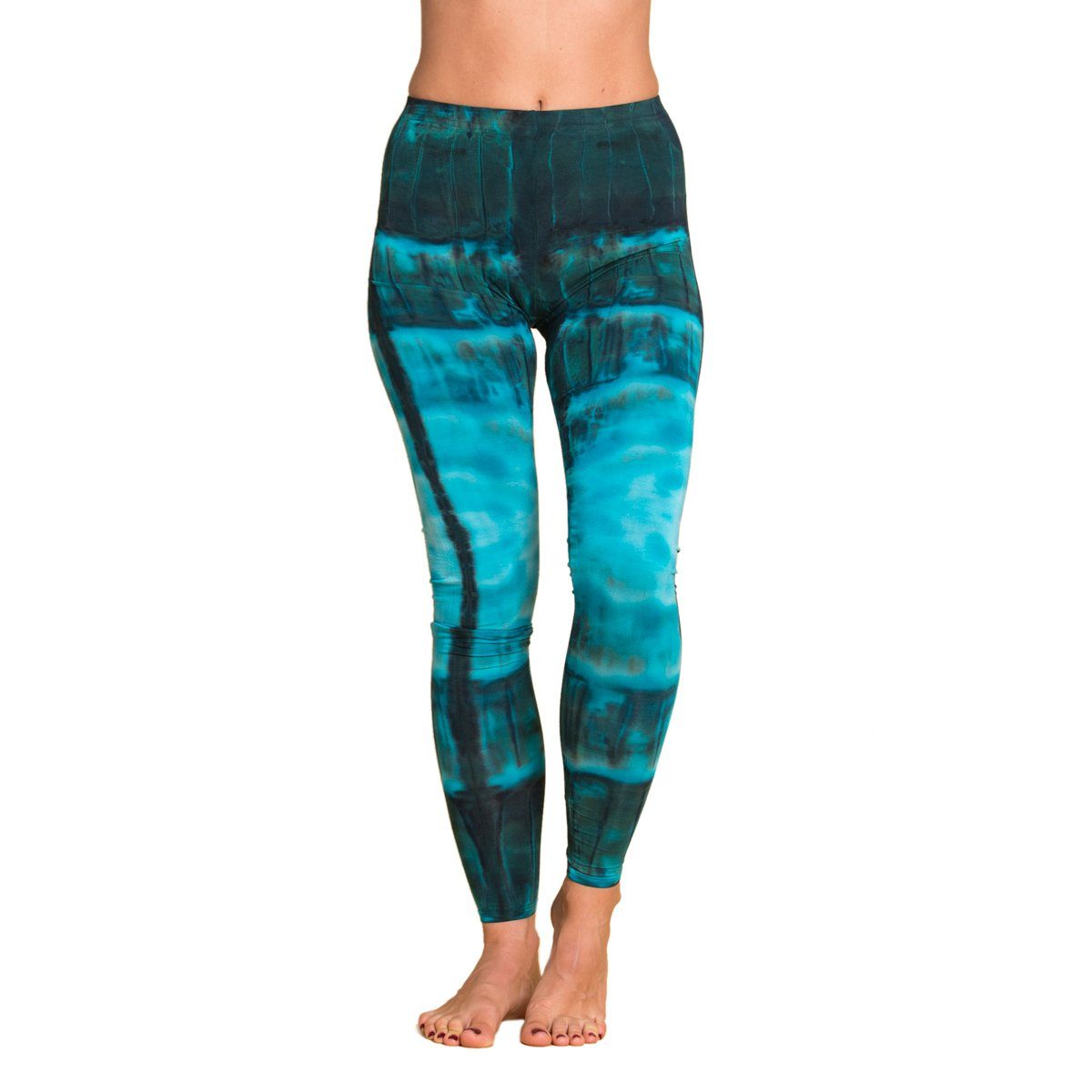 PANASIAM Leggings Unikat Batik Leggings 'Zebra' aus natürlicher Viskose Goa Hose im Batik Look Yogaleggings Sporthose Sportleggings lange Leggings Legging N008 Blue-line | Slim-Hosen