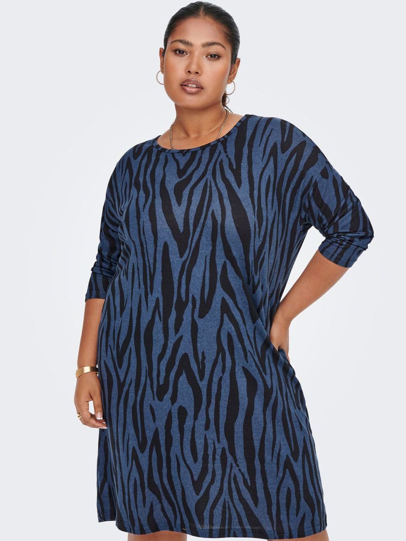 ONLY CARMAKOMA Shirtkleid »4264« (knielang, regular fit) Langarm 3/4 Kleid  Print Dress Knielang Große Größen Plus Size Übergröße online kaufen | OTTO