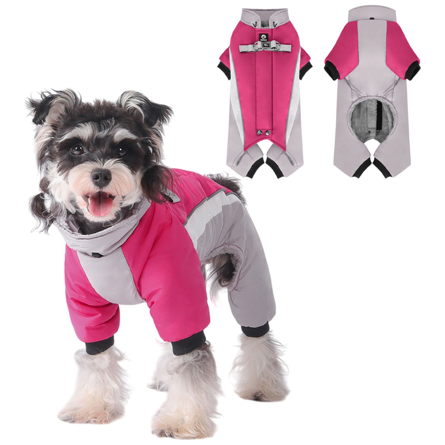 Refttenw Hundejacke Hundewintermantel,Plüsch Hund Kleidung,reflektierende, Klettverschluss-Design