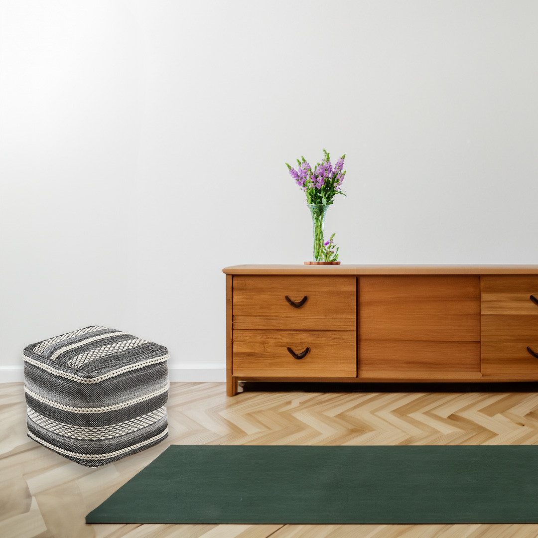 Kobolo Sitzwürfel Sitzpouf Pouf YIN aus Baumwolle mit Muster (1 Stück, Nachhaltig)