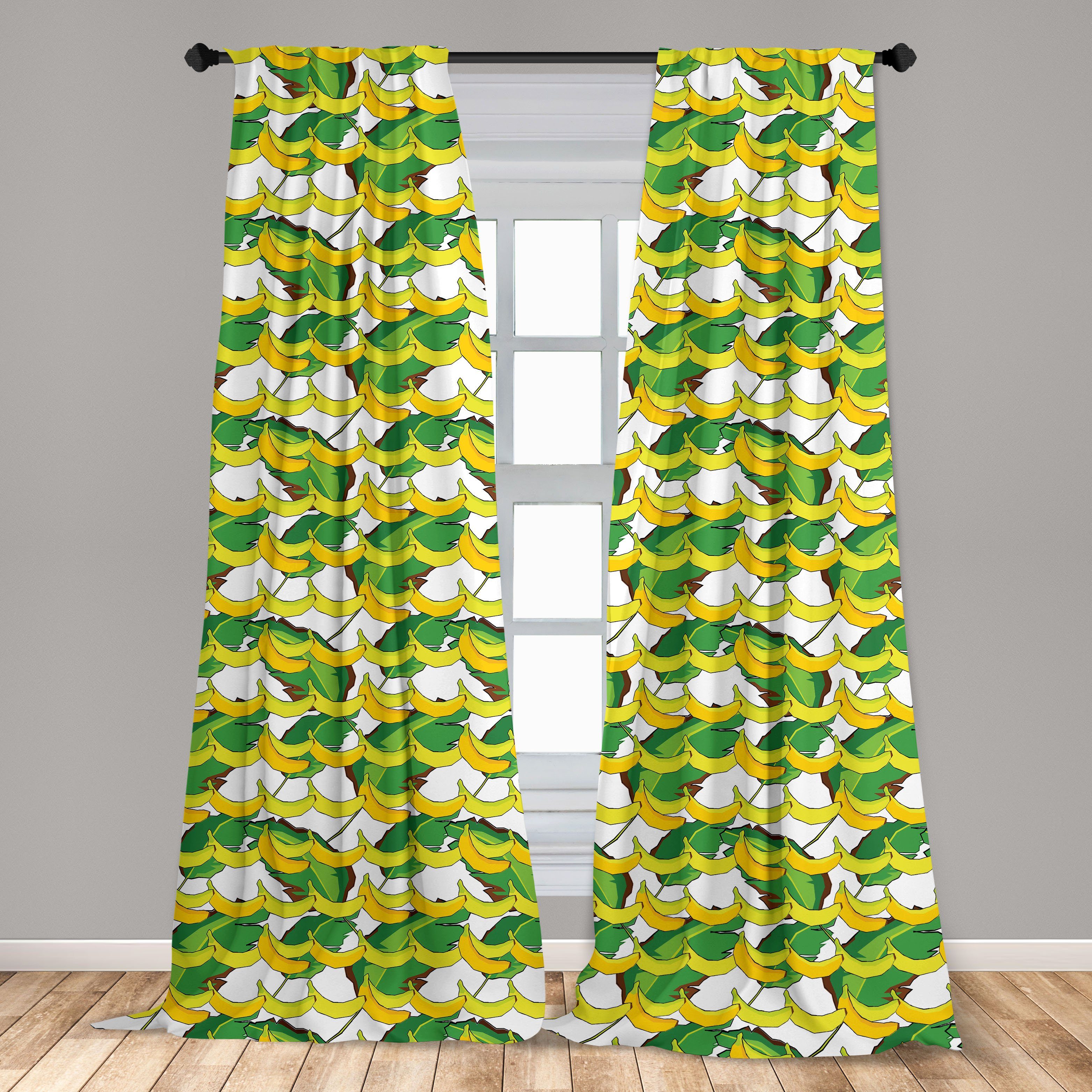 Gardine Blätter Vorhang für Dekor, Schlafzimmer und Microfaser, Banane Abakuhaus, Wohnzimmer Tropische Früchte