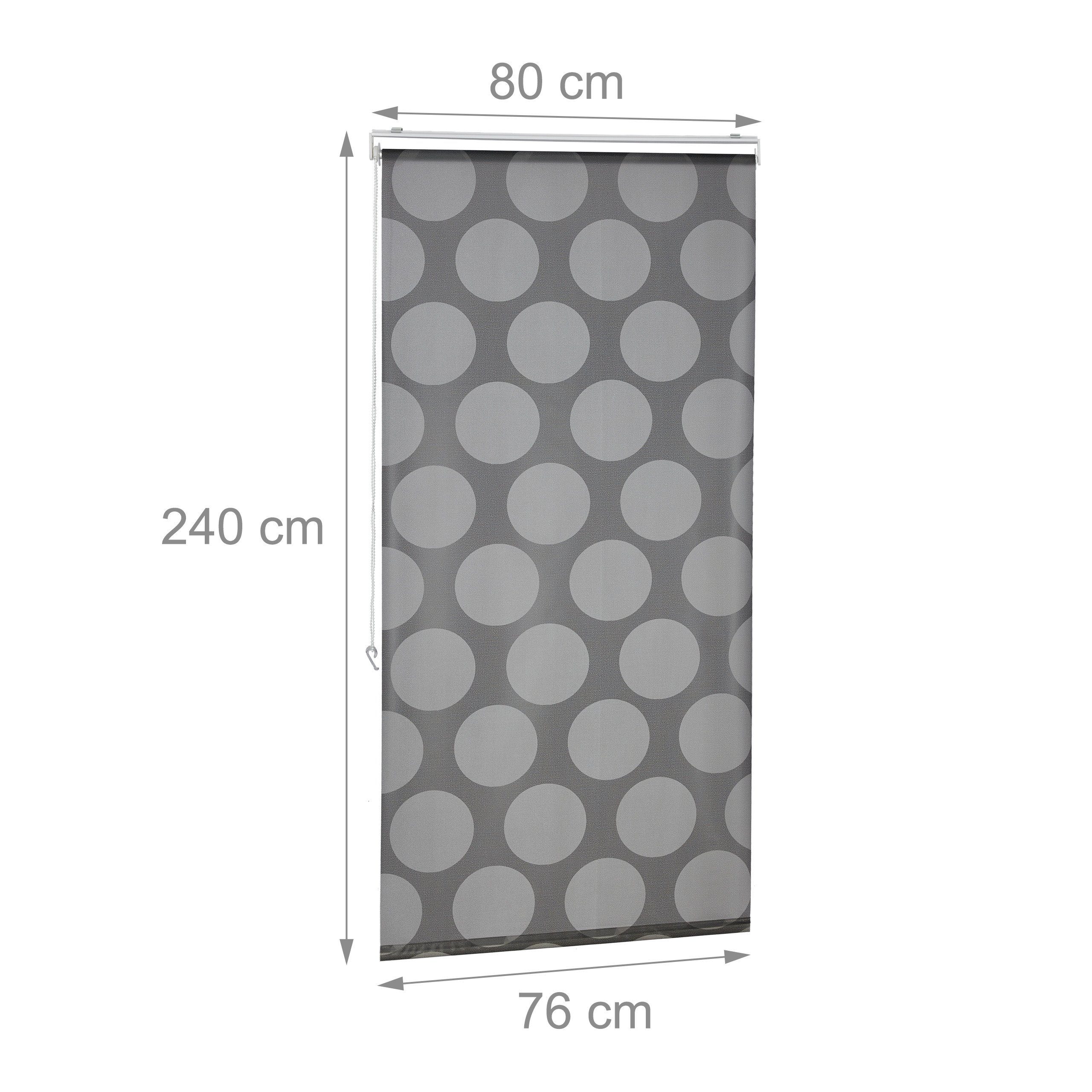 relaxdays Duschrollo grau Punkte Breite 80 cm (1-tlg), 80x240cm – Bild 4 von 5