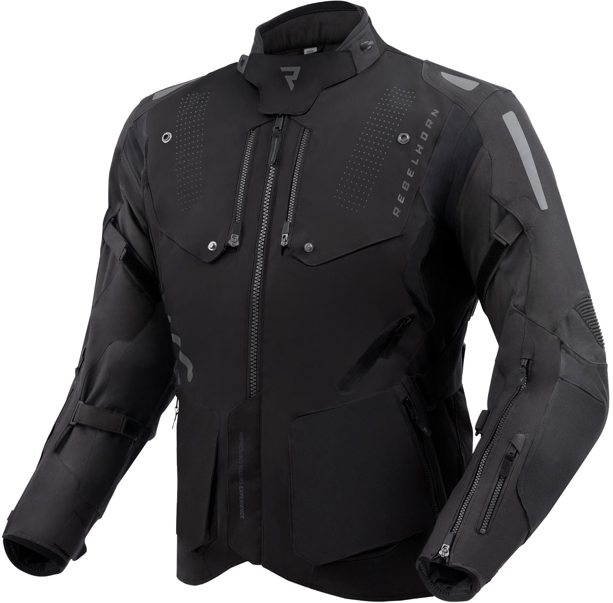Rebelhorn Motorradjacke Hiker 4 wasserdichte Motorrad Textiljacke Rückenprotektor enthalten,Verbindungsreißverschluss,Ellenbogenpro