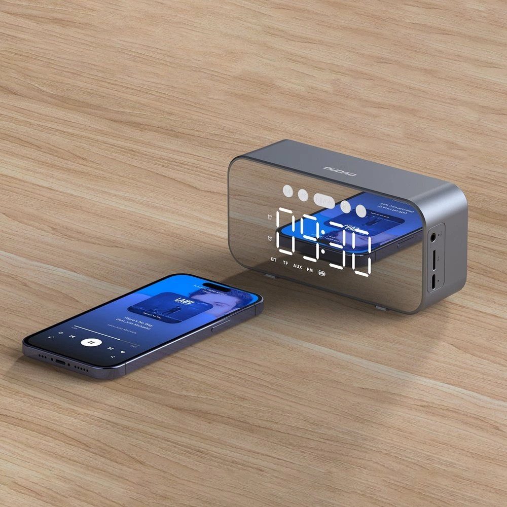 Dudao Silber - Y17 1200 mAh kabelloser Stereolautsprecher und Uhr Bluetooth-Lautsprecher